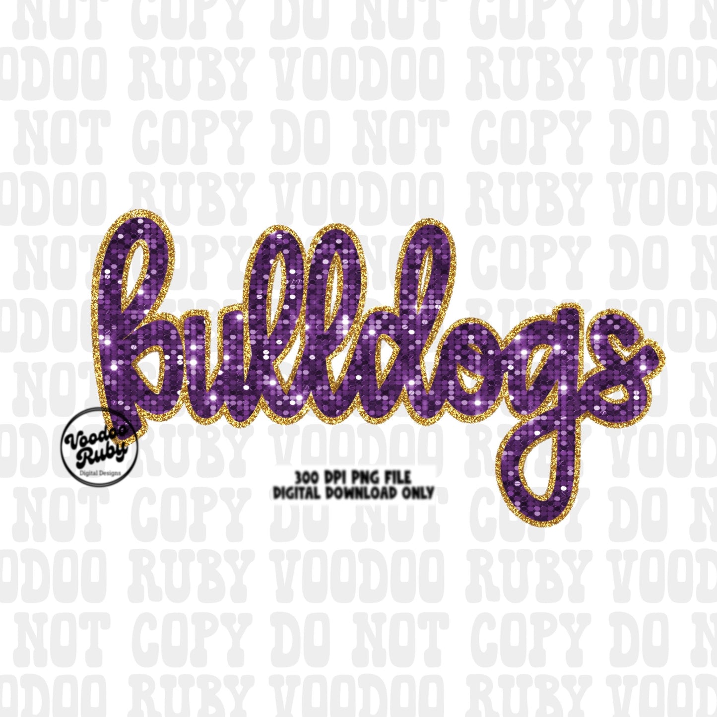 Bulldogs PNG Design Sequins Glitter Hand Drawn Digital Download Faux Sequins PNG Printable Clip Art Faux Appliqué Bulldogs Football DTF