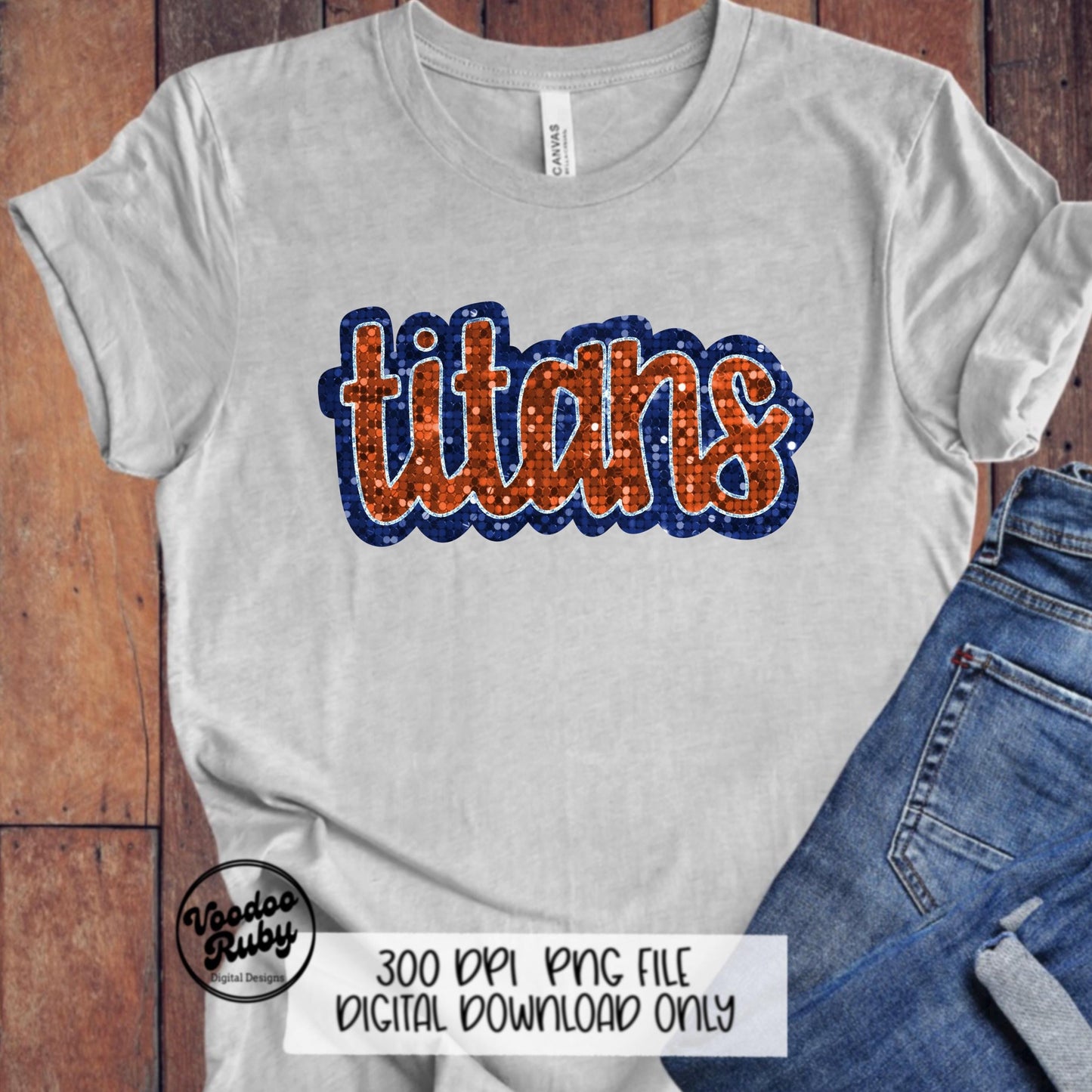 Titans PNG Design Sequins Glitter Hand Drawn Digital Download Faux Sequins Patch PNG Printable Faux Appliqué Titans Football DTF
