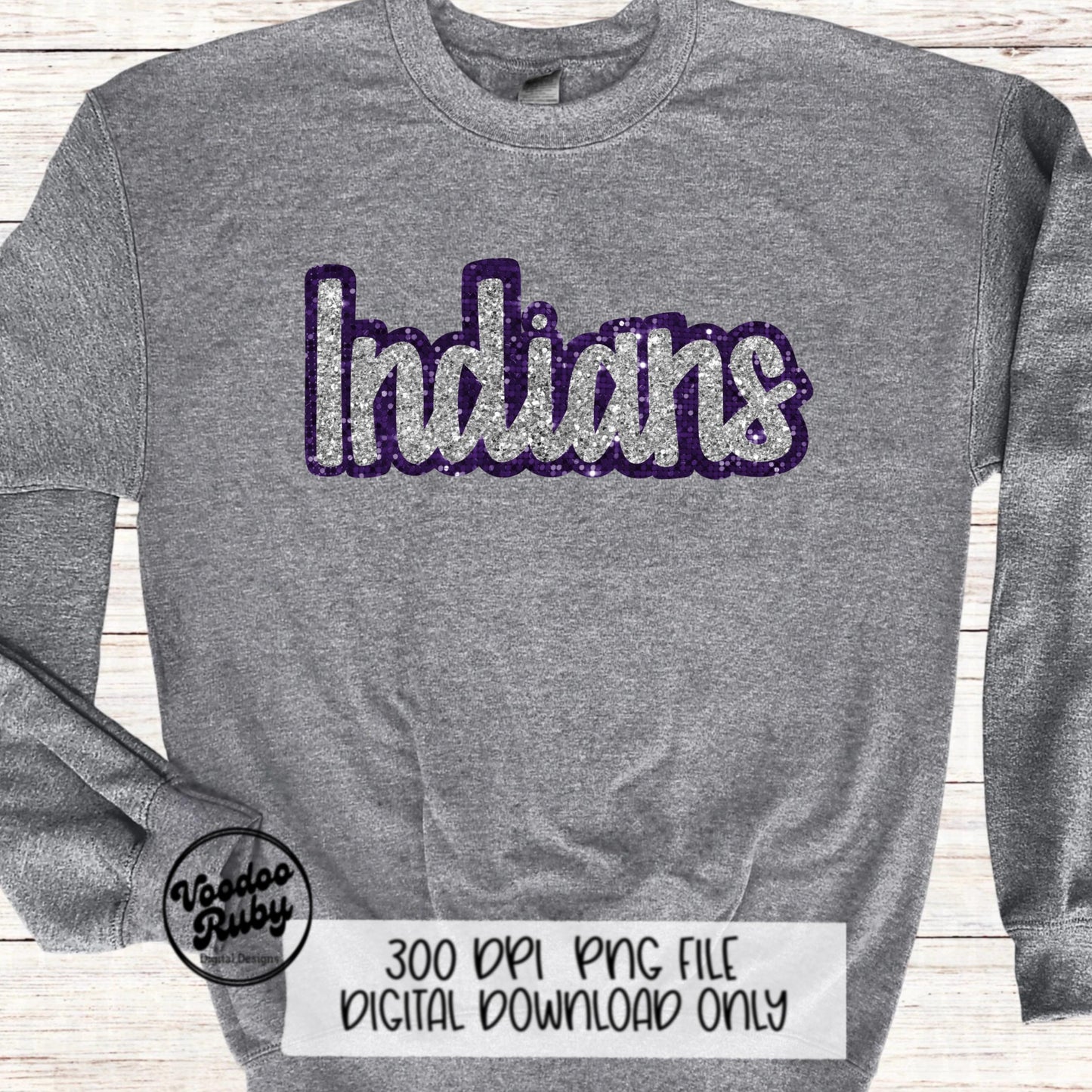 Indians PNG Design Sequins Glitter Hand Drawn Digital Download Faux Sequins Patch PNG Printable Clip Art Faux Appliqué Indians Football DTF