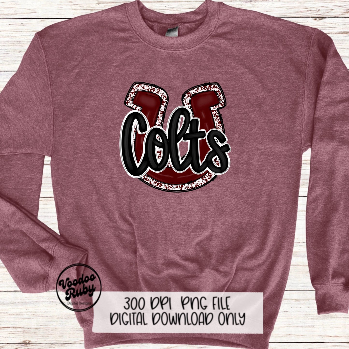Colts PNG Design Sublimation Hand Drawn Digital Download Maroon Colts Football Mascot DTF Printable