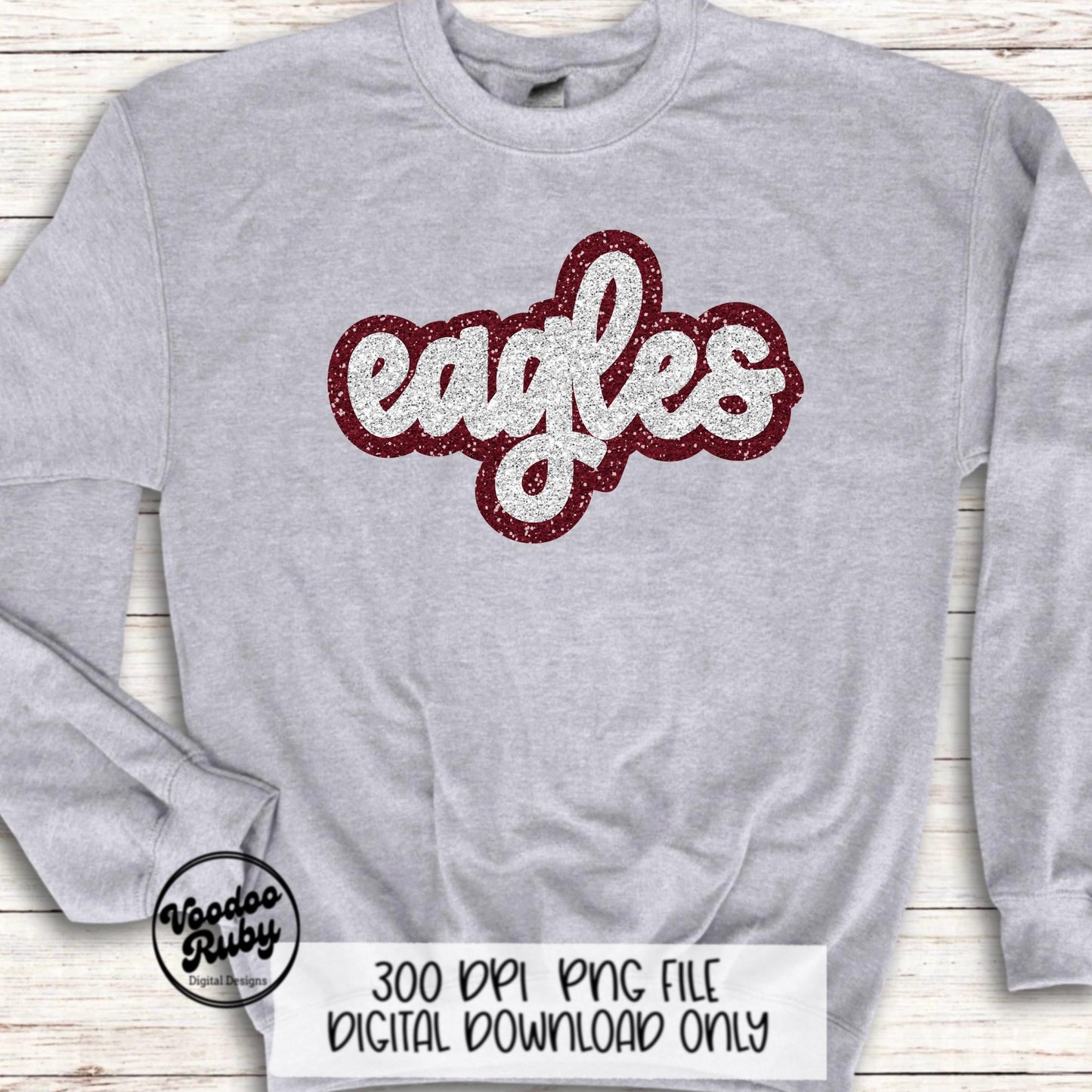 Eagles PNG Design Sequins Glitter Hand Drawn Digital Download Faux Sequins Patch PNG Printable Clip Art Faux Appliqué Eagles Football DTF