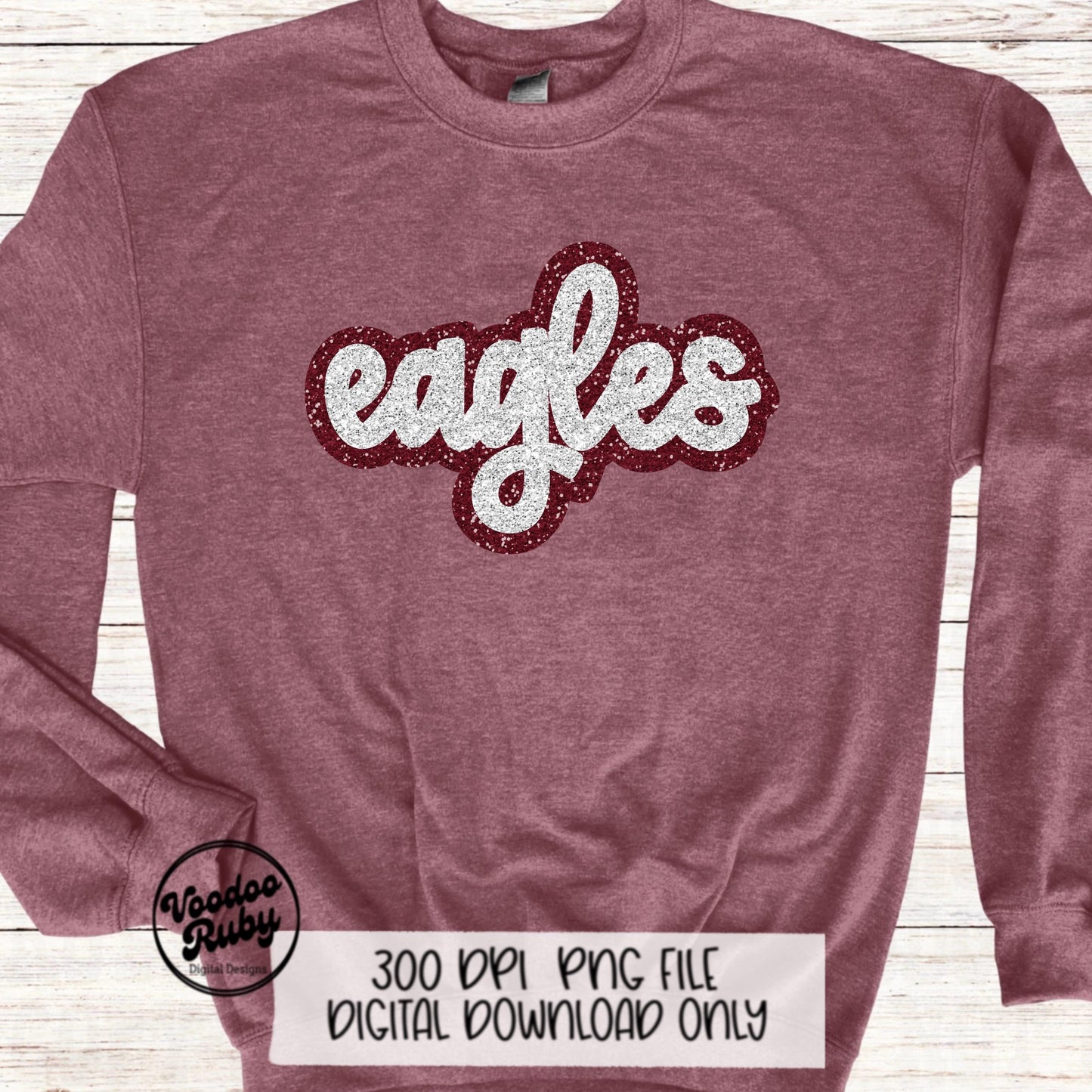 Eagles PNG Design Sequins Glitter Hand Drawn Digital Download Faux Sequins Patch PNG Printable Clip Art Faux Appliqué Eagles Football DTF