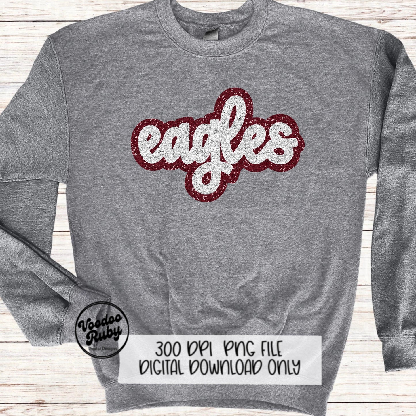 Eagles PNG Design Sequins Glitter Hand Drawn Digital Download Faux Sequins Patch PNG Printable Clip Art Faux Appliqué Eagles Football DTF