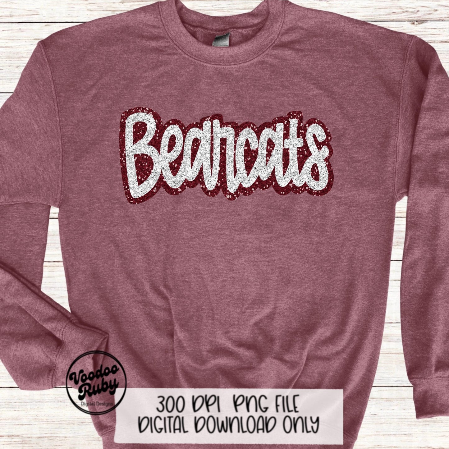Bearcats PNG Design Sequins Hand Drawn Digital Download Faux Sequins Patch PNG Printable Clip Art Faux Appliqué Bearcats Football DTF