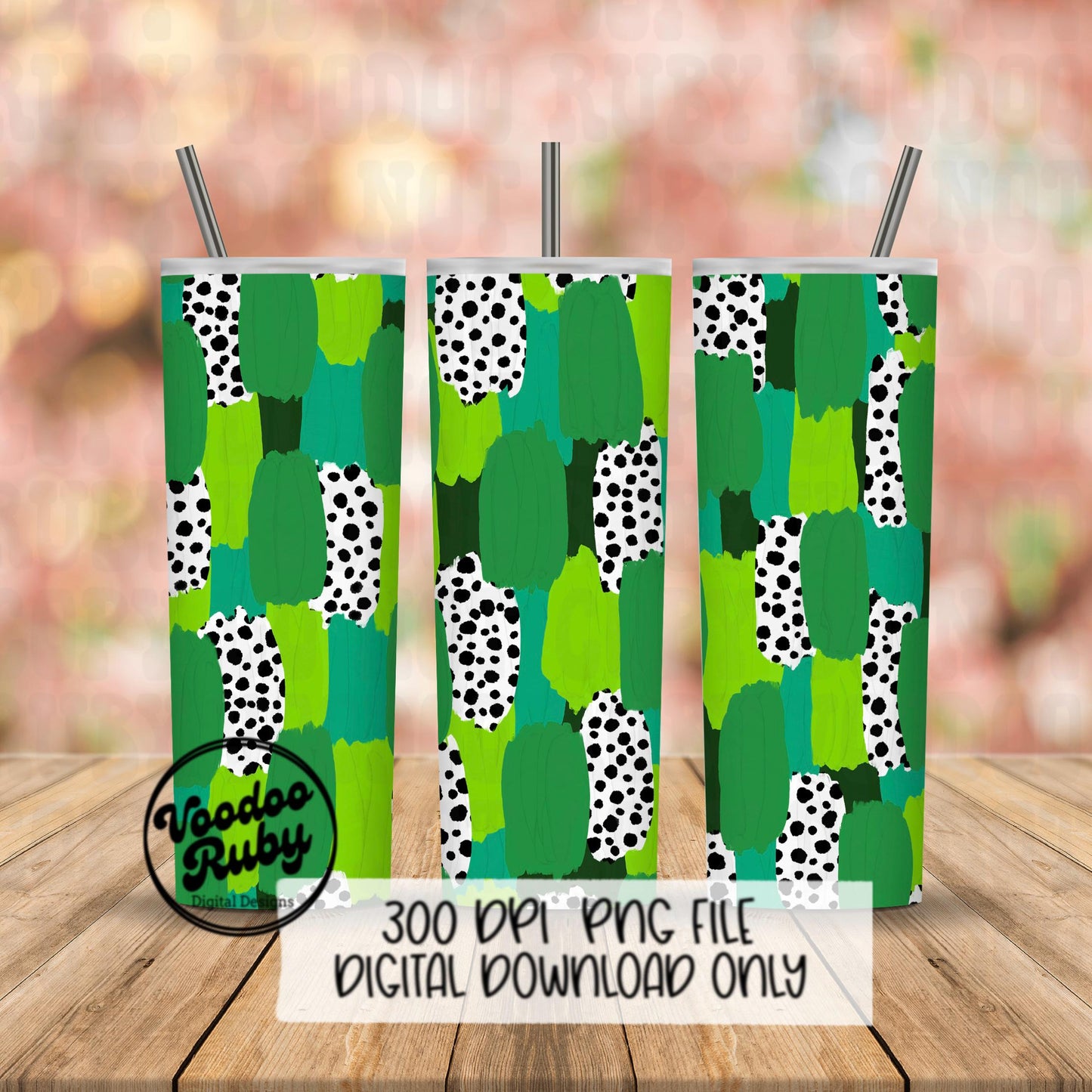 St. Patrick’s Day Brushstroke Background PNG Sublimation Digital Paper Hand Drawn Digital Download Dalmatian Dots Green Brush Strokes Paint