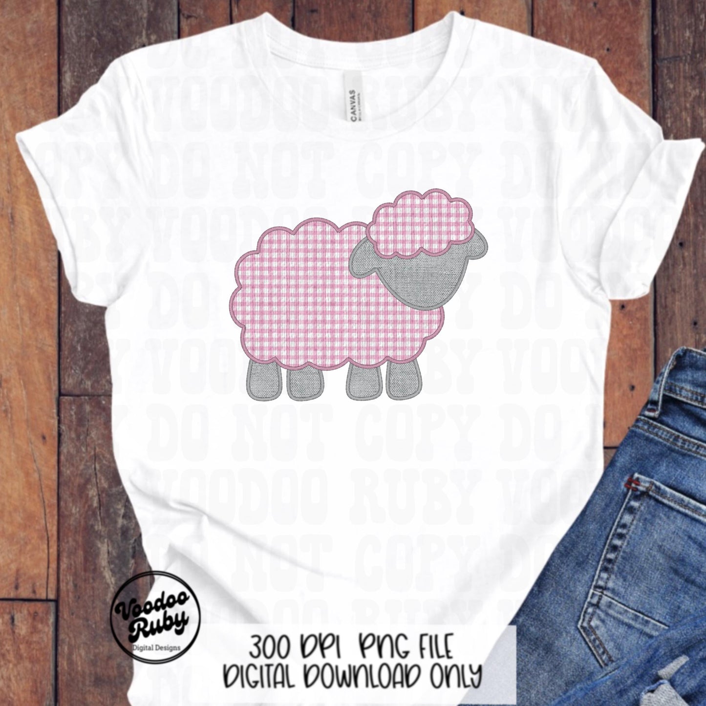 Easter Pink Lamb PNG Design, Faux Embroidered Pink Digital Download, Faux Applique Christian Jesus Clip Art, Baby Pink Sheep DTF Printable