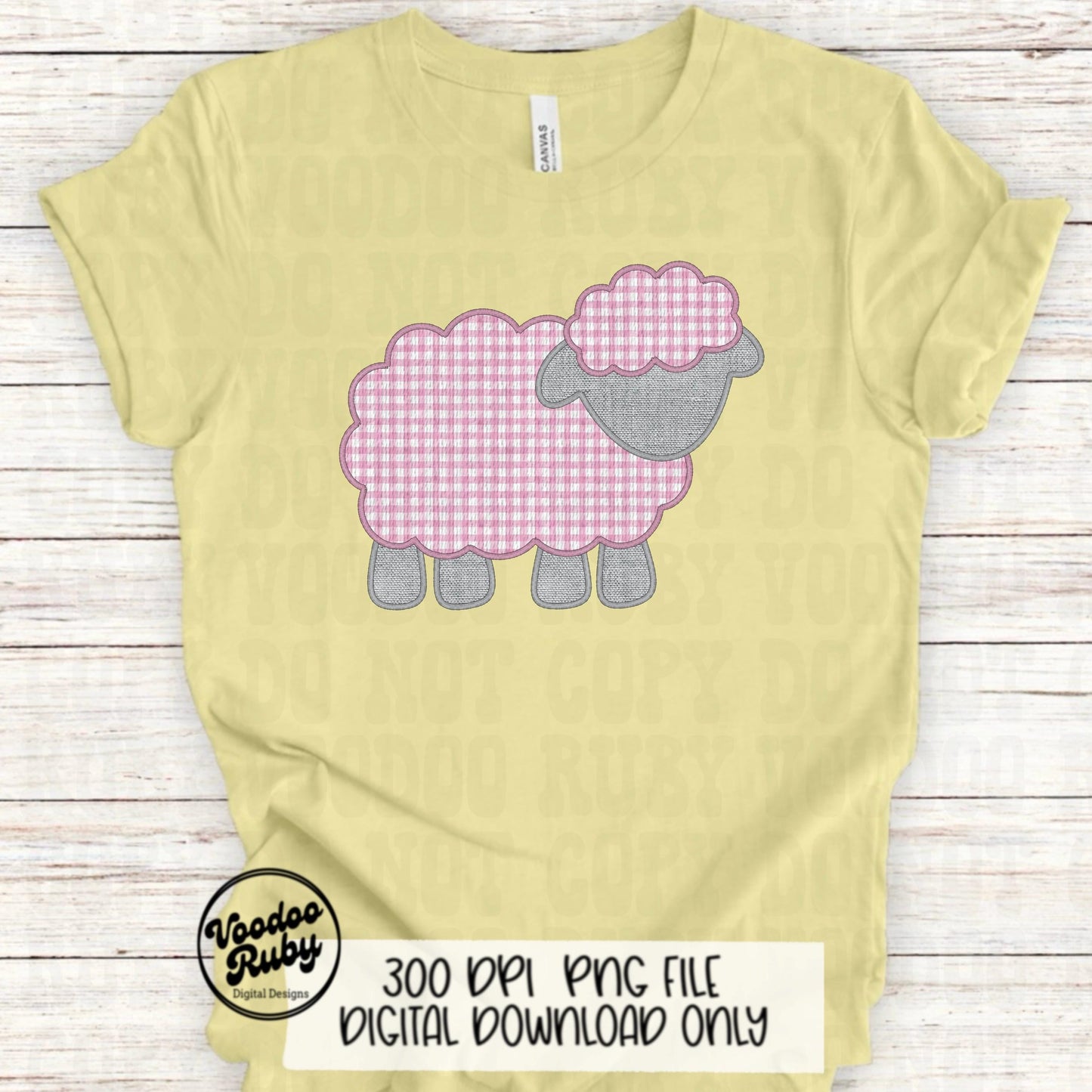 Easter Pink Lamb PNG Design, Faux Embroidered Pink Digital Download, Faux Applique Christian Jesus Clip Art, Baby Pink Sheep DTF Printable