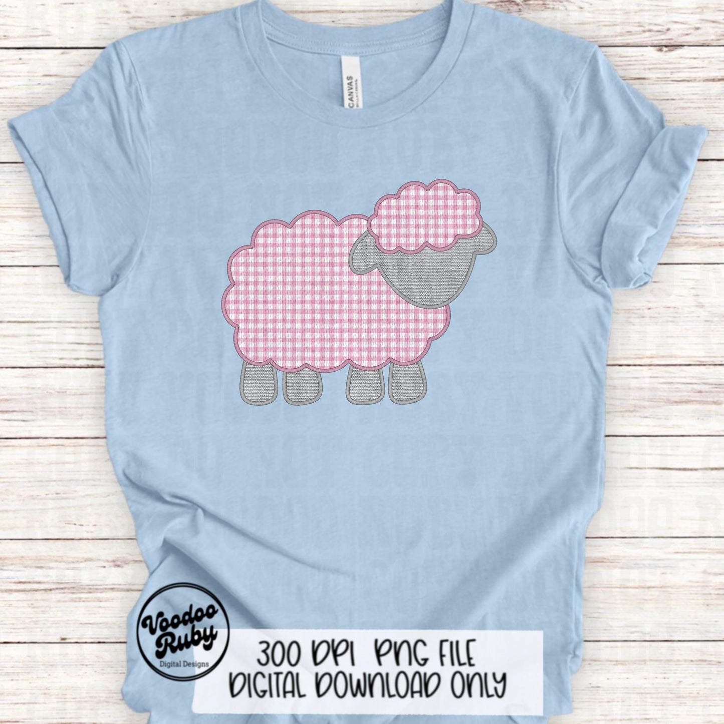 Easter Pink Lamb PNG Design, Faux Embroidered Pink Digital Download, Faux Applique Christian Jesus Clip Art, Baby Pink Sheep DTF Printable