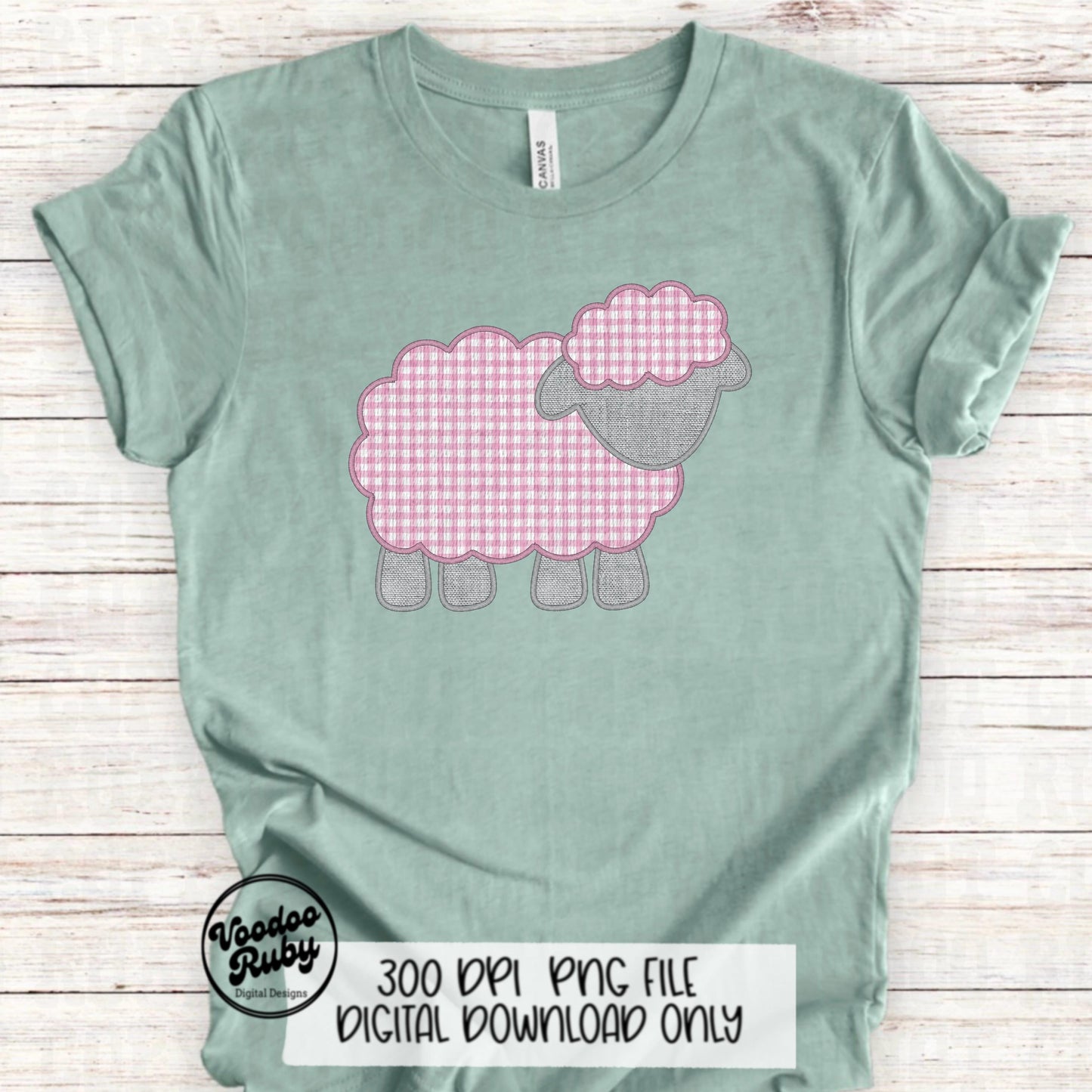 Easter Pink Lamb PNG Design, Faux Embroidered Pink Digital Download, Faux Applique Christian Jesus Clip Art, Baby Pink Sheep DTF Printable