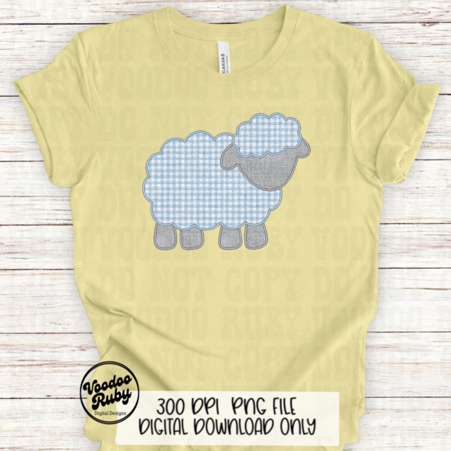 Easter Blue Lamb PNG Design, Faux Embroidered Blue Digital Download, Faux Applique Christian Jesus Clip Art, Baby Blue Sheep DTF Printable
