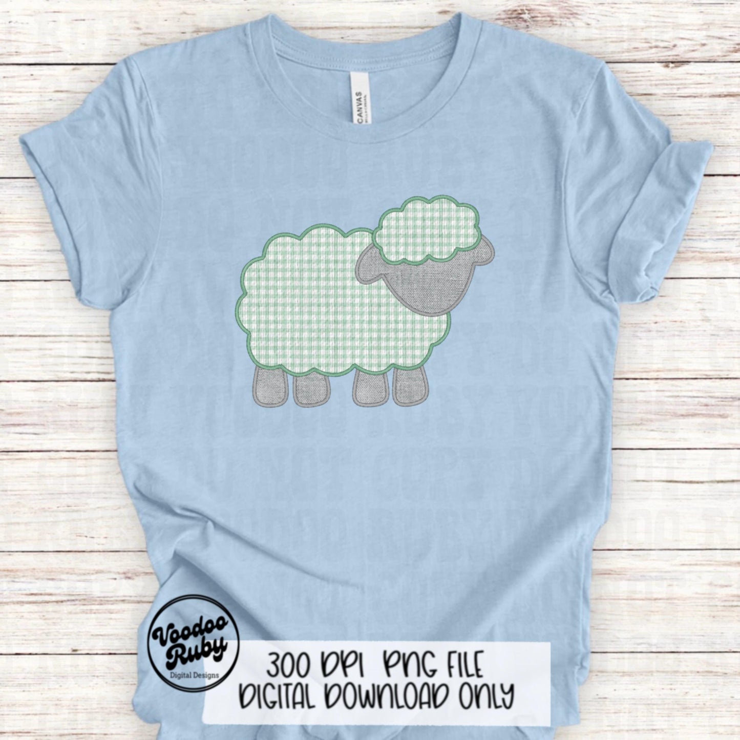 Easter Green Lamb PNG Design, Faux Embroidered Green Digital Download, Faux Applique Christian Jesus Clip Art, Baby Sheep DTF Printable