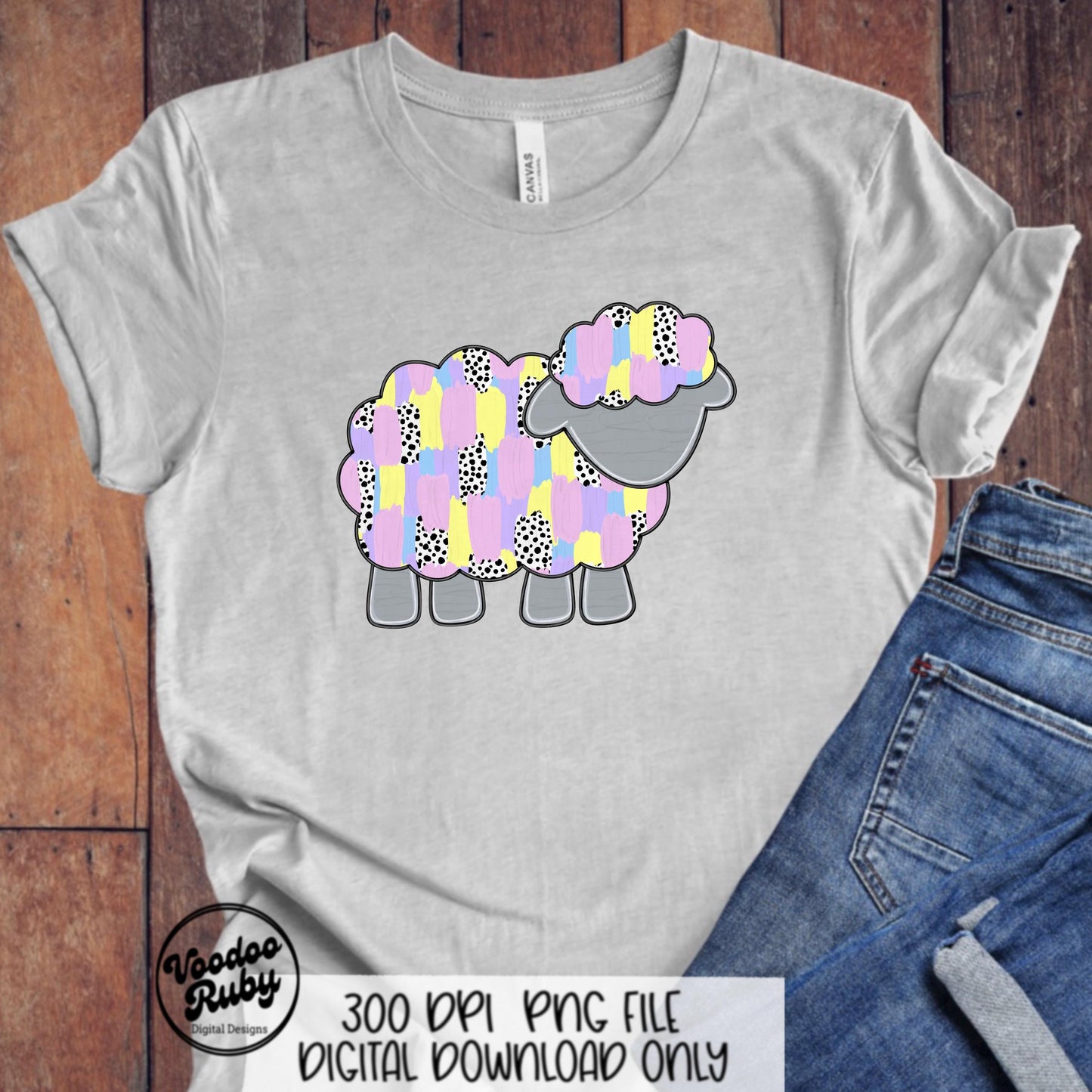 Easter Lamb Brushstroke PNG Design, Jesus Sheep Hand Drawn Digital Download, Pastel Messy Paint Cute Clip Art