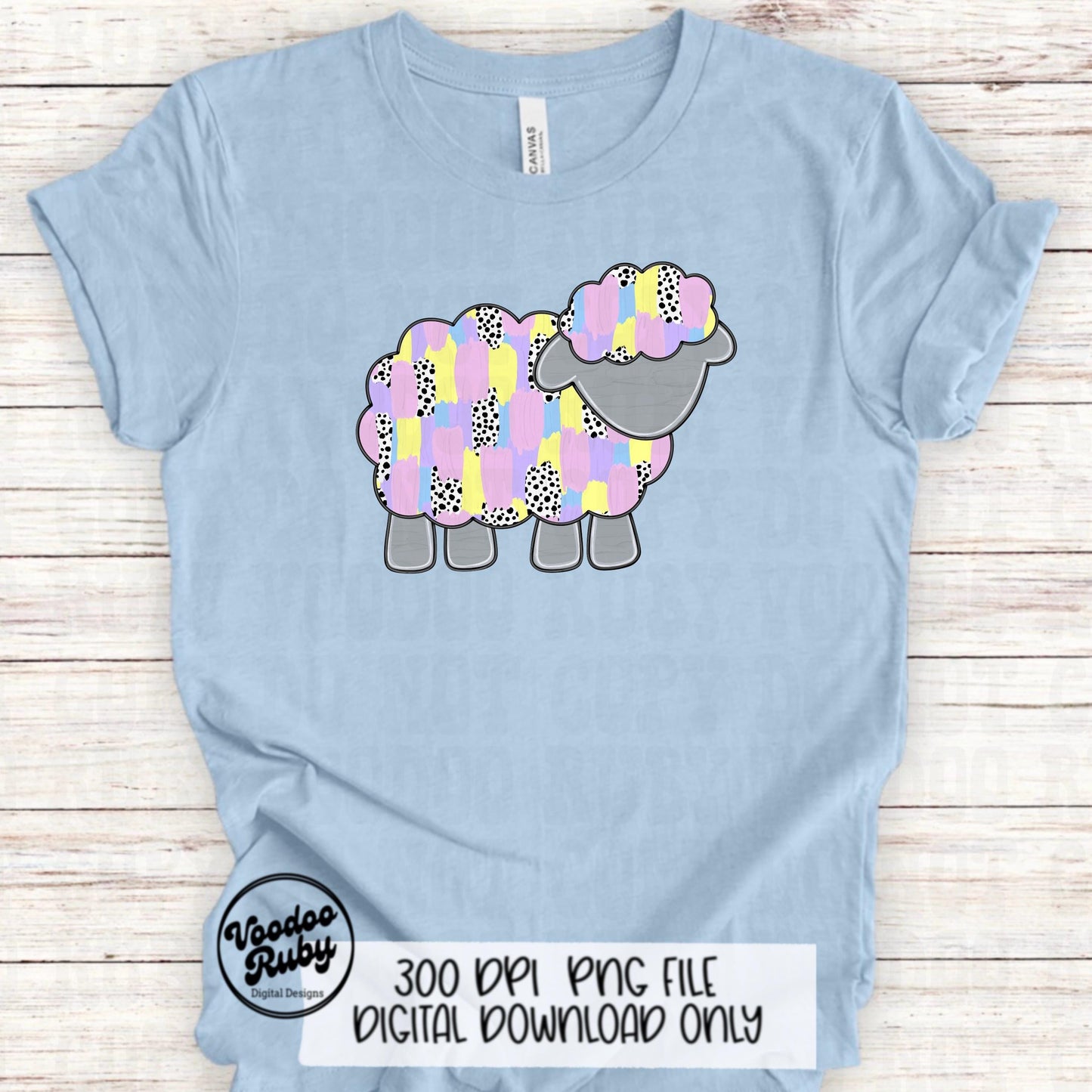 Easter Lamb Brushstroke PNG Design, Jesus Sheep Hand Drawn Digital Download, Pastel Messy Paint Cute Clip Art