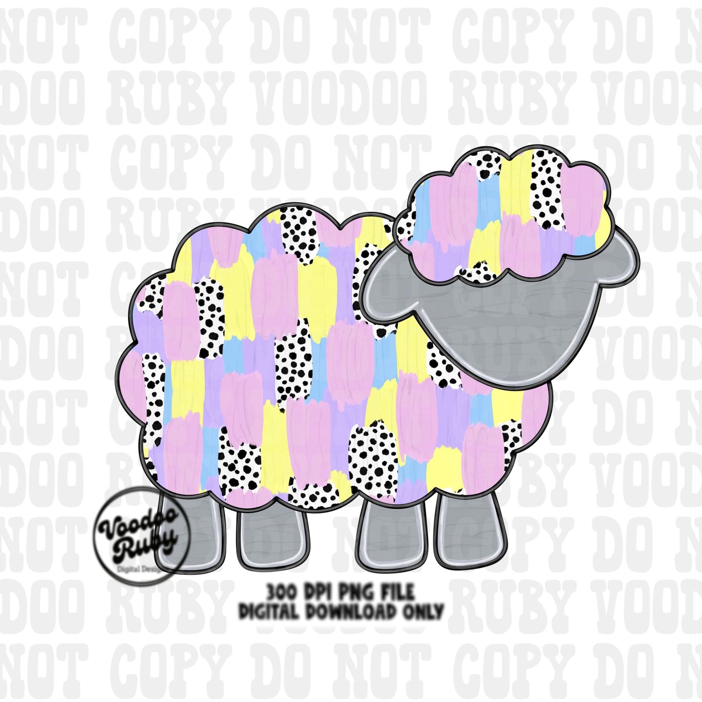 Easter Lamb Brushstroke PNG Design, Jesus Sheep Hand Drawn Digital Download, Pastel Messy Paint Cute Clip Art