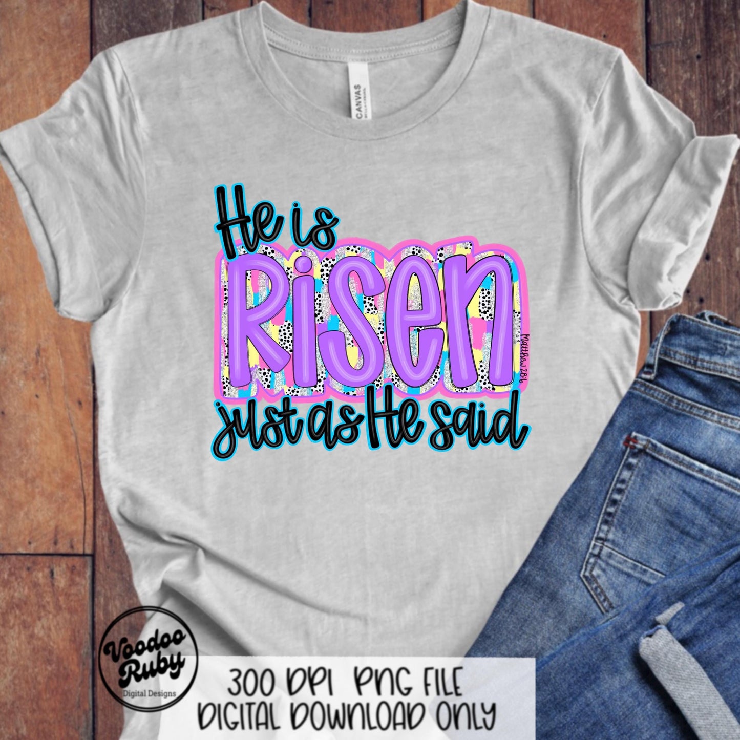 He Is Risen Easter PNG Design, Christian Hand Drawn Digital Download, Pink Bible Verse Jesus Sublimation Design, Brushstroke DTF Printable