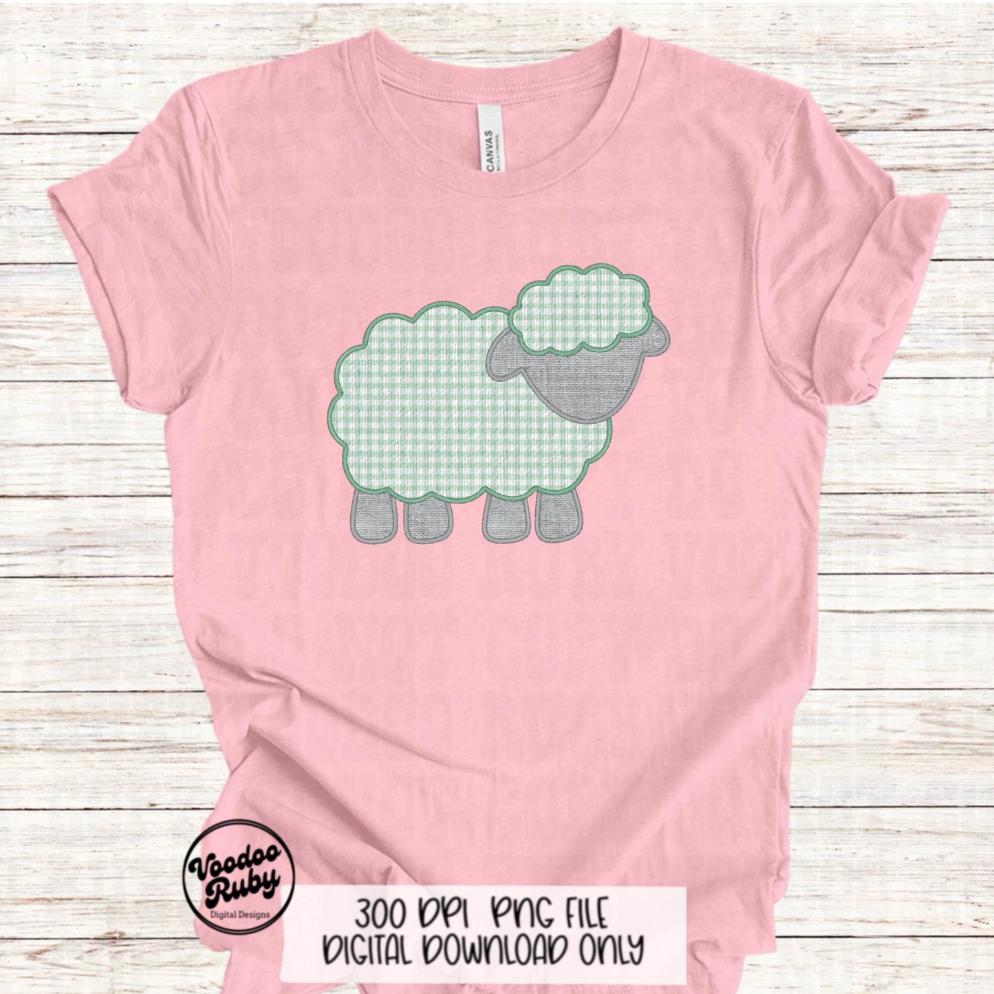 Easter Green Lamb PNG Design, Faux Embroidered Green Digital Download, Faux Applique Christian Jesus Clip Art, Baby Sheep DTF Printable