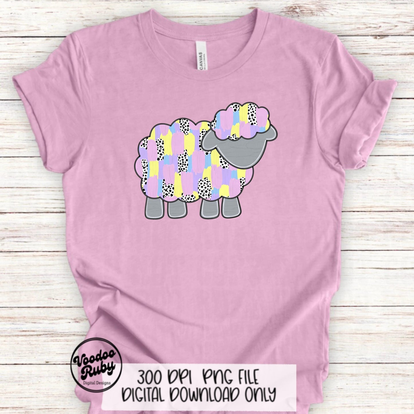 Easter Lamb Brushstroke PNG Design, Jesus Sheep Hand Drawn Digital Download, Pastel Messy Paint Cute Clip Art