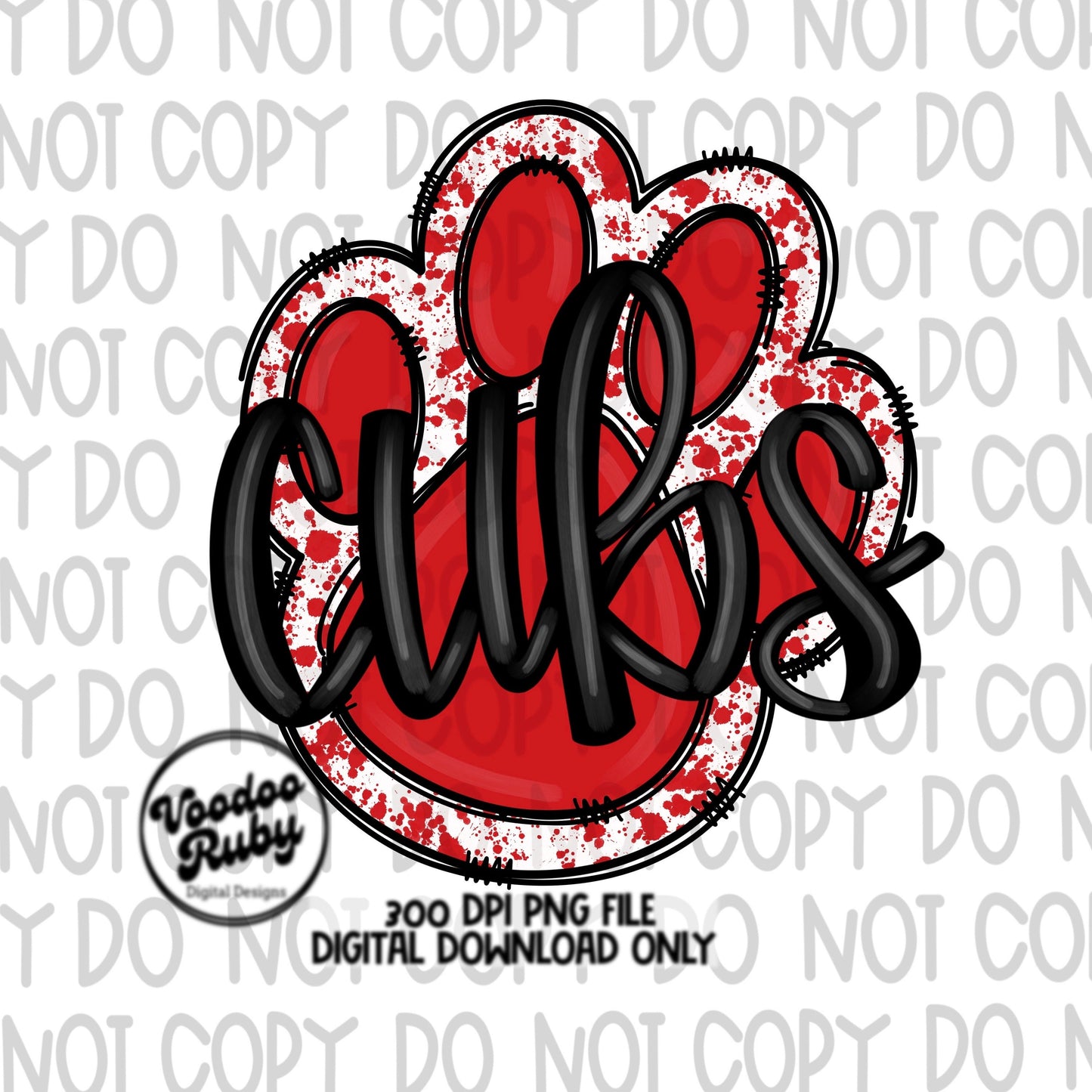 Cubs PNG Design Sublimation Hand Drawn Digital Download Football PNG Red Cubs Paw DTF Printable Mascot png Clip Art