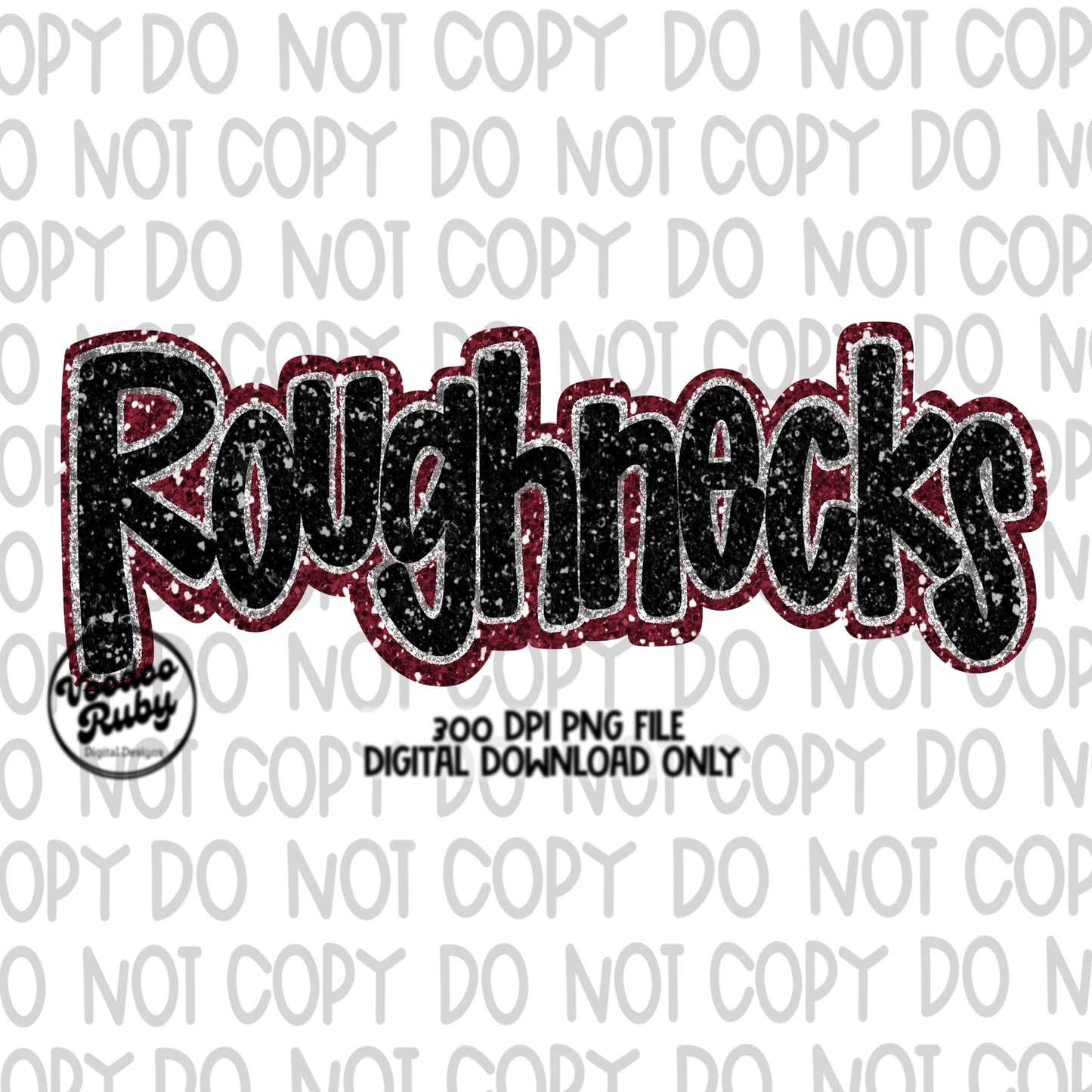 Roughnecks PNG Design Sequins Glitter Hand Drawn Digital Download Faux Sequins Patch DTF Printable Clip Art Faux Appliqué Roughneck Football