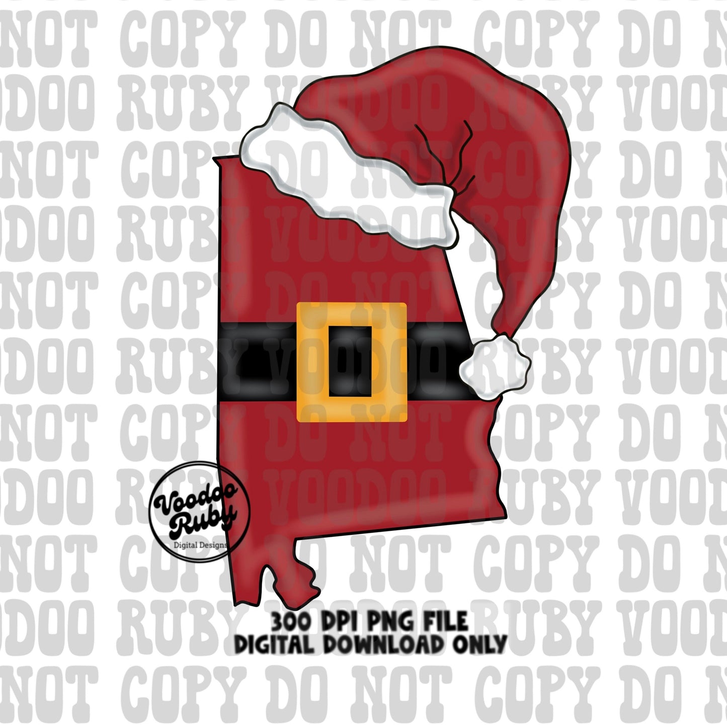 Alabama Santa Sublimation | Alabama Christmas PNG | Hand Drawn Digital Design Download | AL Printable | Santa Clip Art | Santa PNG