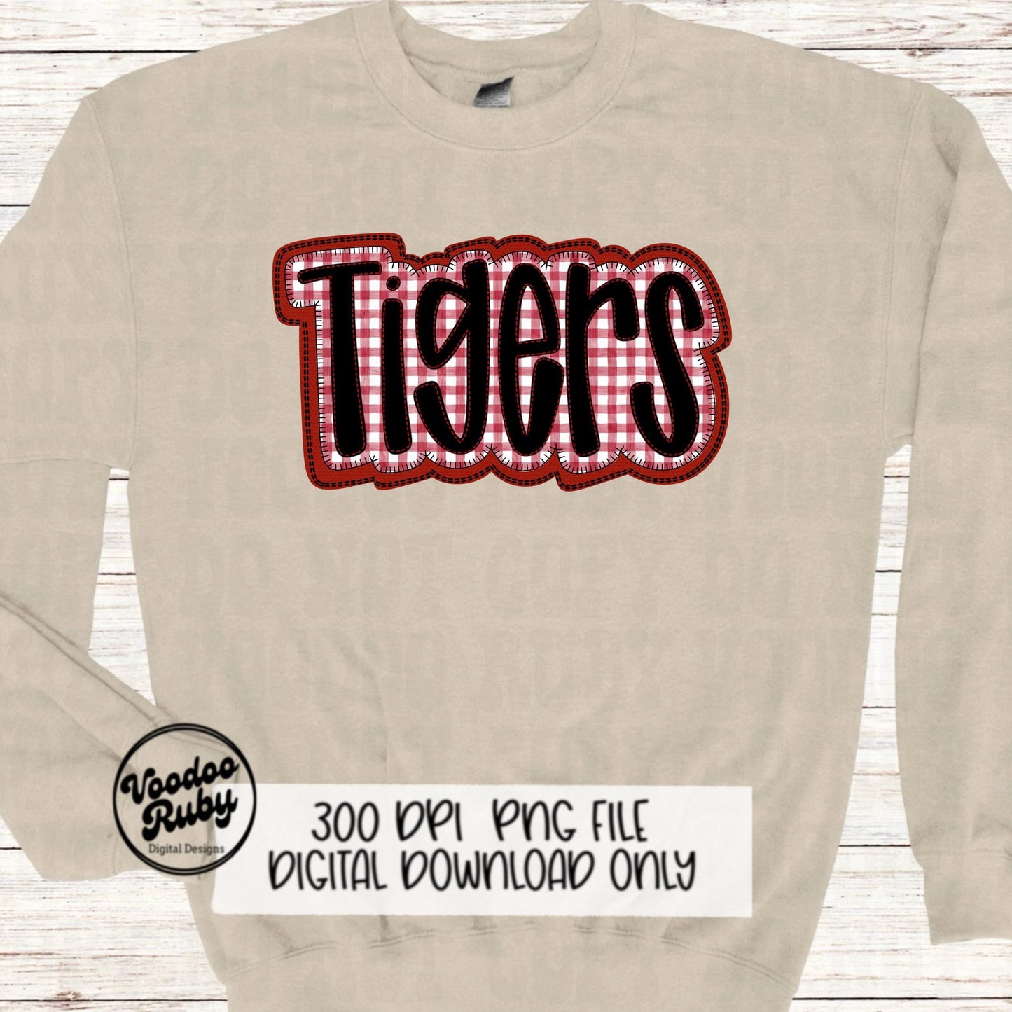 Tigers PNG Design Embroidery Faux Applique Hand Drawn Digital Download Sublimation Tigers PNG Football png Tigers DTF Printable