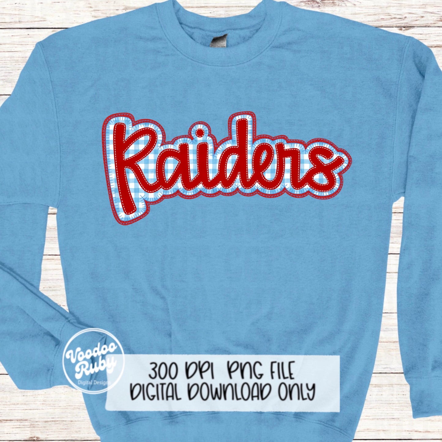 Raiders PNG Design Embroidery Faux Applique Hand Drawn Digital Download Sublimation Raiders PNG Football png Blue Red Raiders DTF Printable