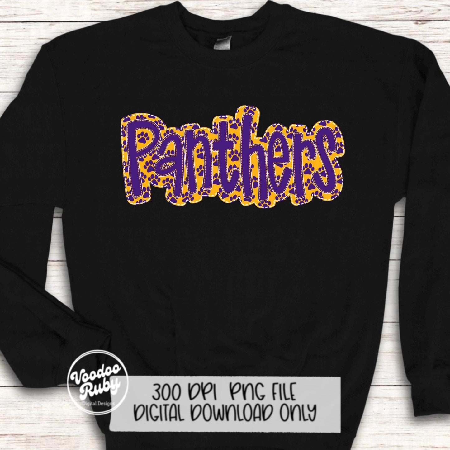 Panthers PNG Design Embroidery Faux Applique Hand Drawn Digital Download Sublimation Panthers DTF Printable Mascot Football