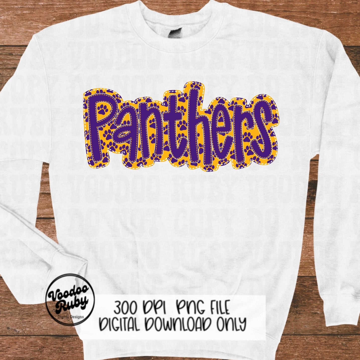 Panthers PNG Design Embroidery Faux Applique Hand Drawn Digital Download Sublimation Panthers DTF Printable Mascot Football