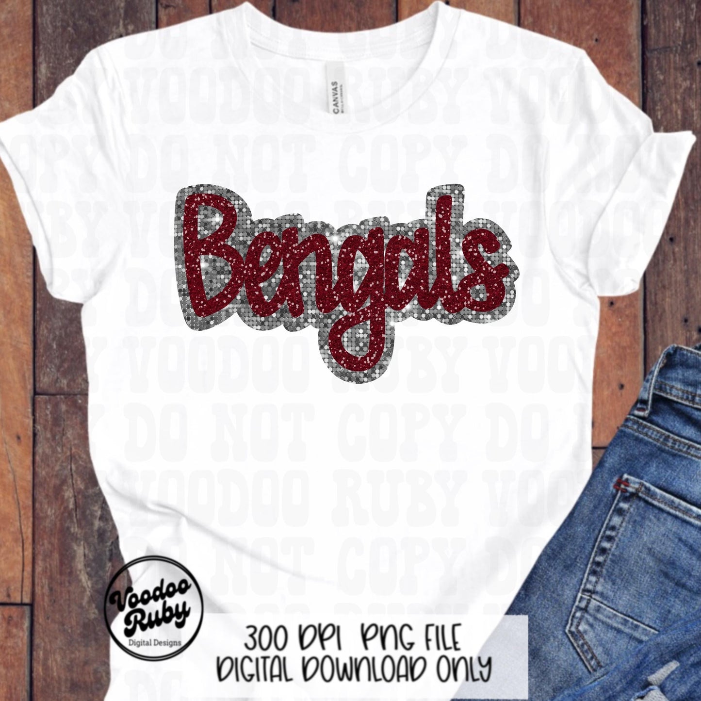 Bengals PNG Design Sequins Glitter Hand Drawn Digital Download Faux Sequins Patch PNG Printable Clip Art Faux Appliqué Bengals Football DTF