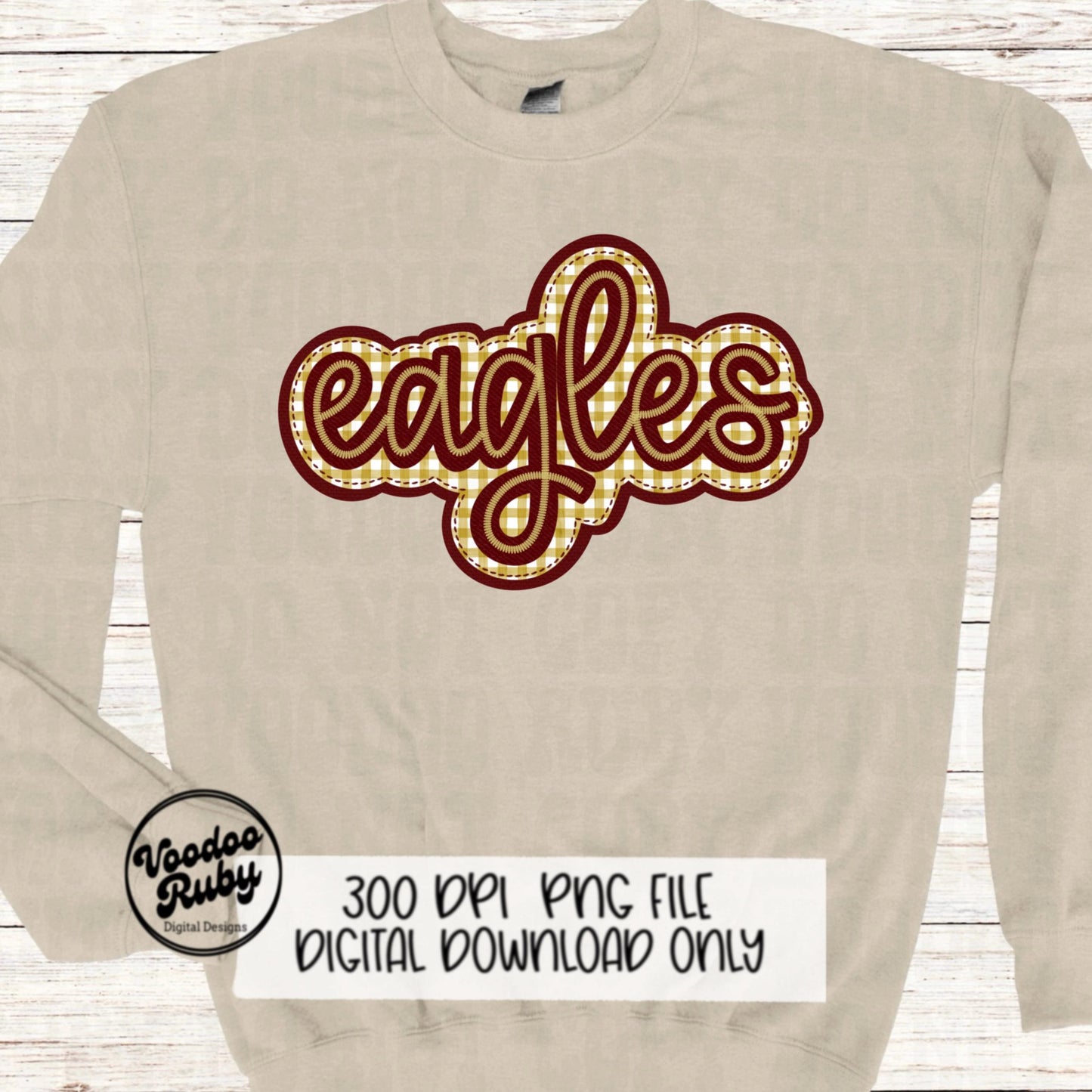 Eagles PNG Design Embroidery Faux Applique Hand Drawn Digital Download Sublimation Eagles PNG Football png Eagles DTF Printable