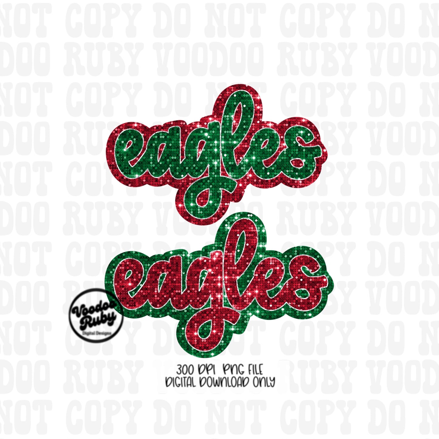 Christmas Eagles PNG Design Sublimation Sequins Hand Drawn Digital Download Faux Sequins PNG Glitter Eagles Mascot DTF Printable
