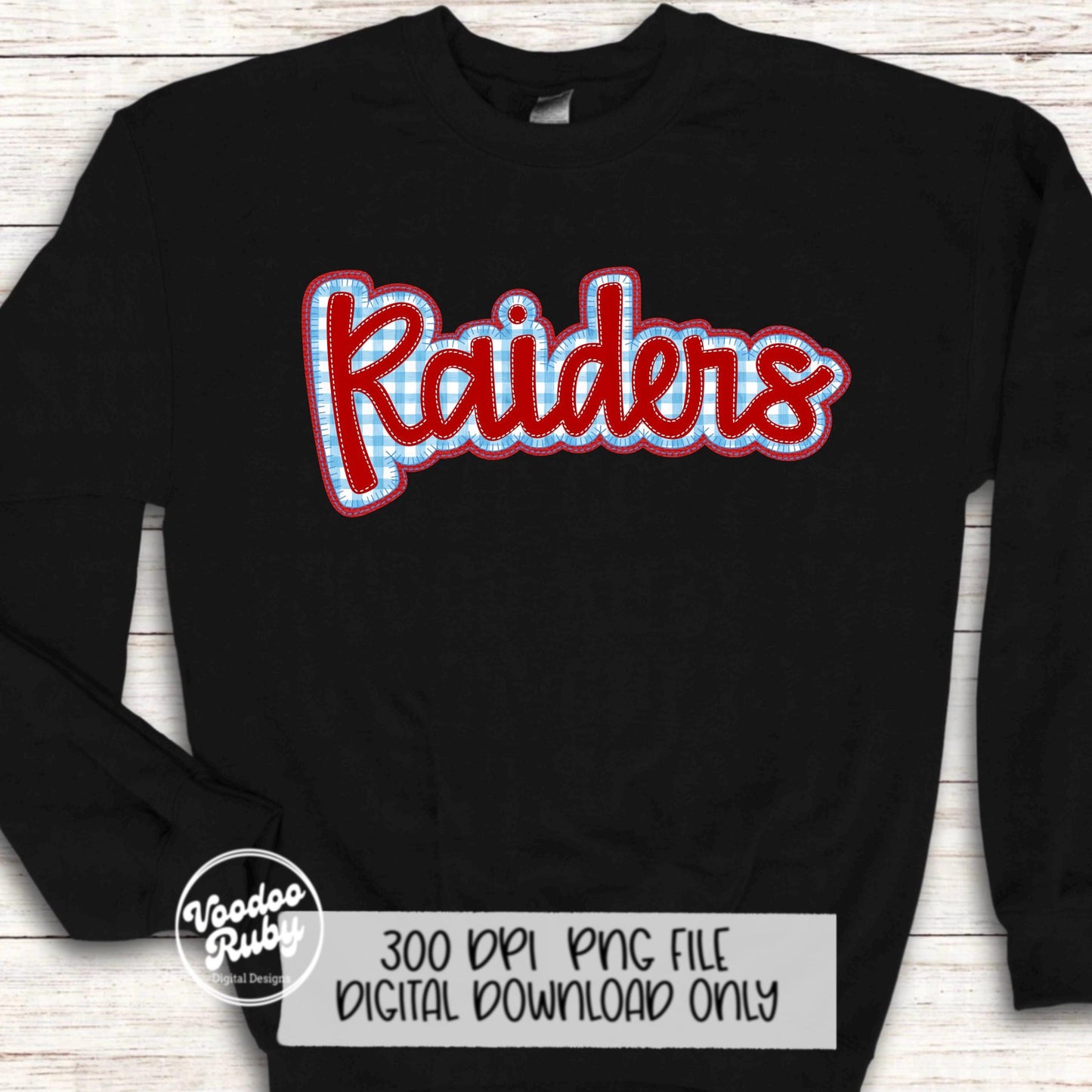 Raiders PNG Design Embroidery Faux Applique Hand Drawn Digital Download Sublimation Raiders PNG Football png Blue Red Raiders DTF Printable