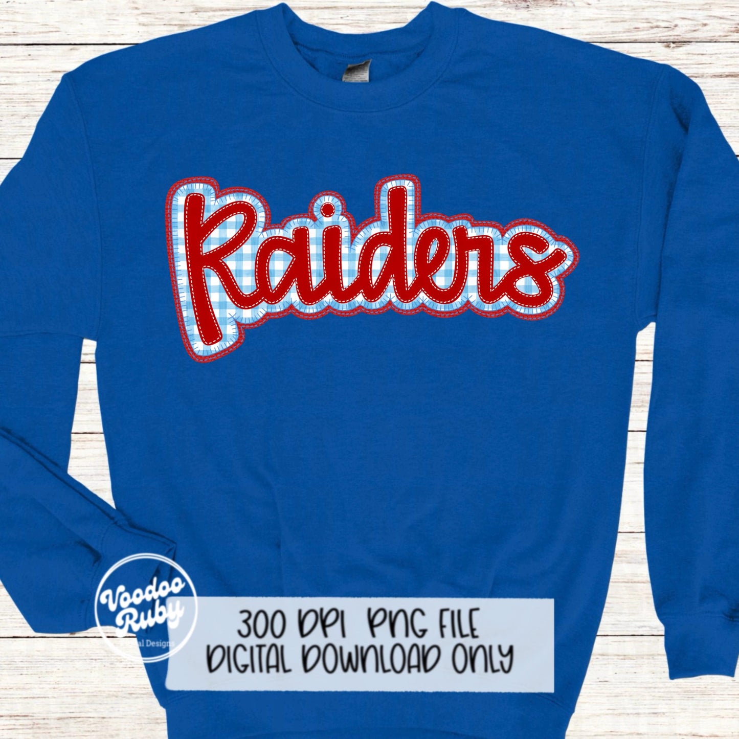 Raiders PNG Design Embroidery Faux Applique Hand Drawn Digital Download Sublimation Raiders PNG Football png Blue Red Raiders DTF Printable