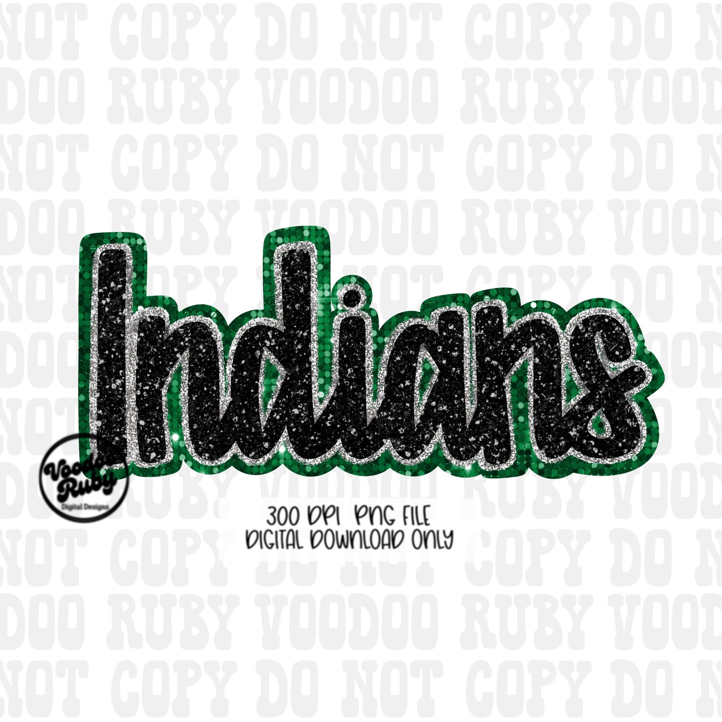 Indians PNG Design Sequins Glitter Hand Drawn Digital Download Faux Sequins Patch PNG Printable Clip Art Faux Appliqué Indians Football DTF