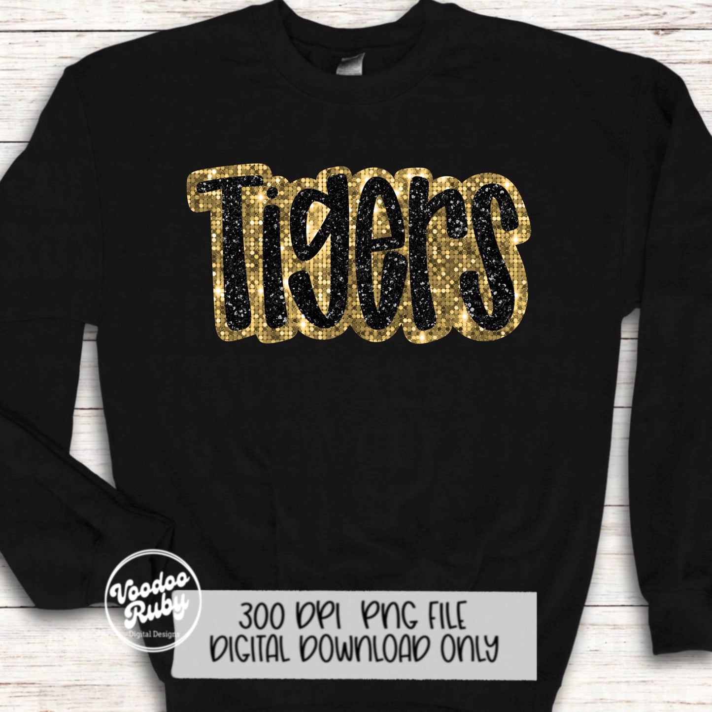 Tigers PNG Design Sequins Sublimation Hand Drawn Digital Download Faux Sequins Patch PNG Printable Faux Appliqué Tigers Football DTF