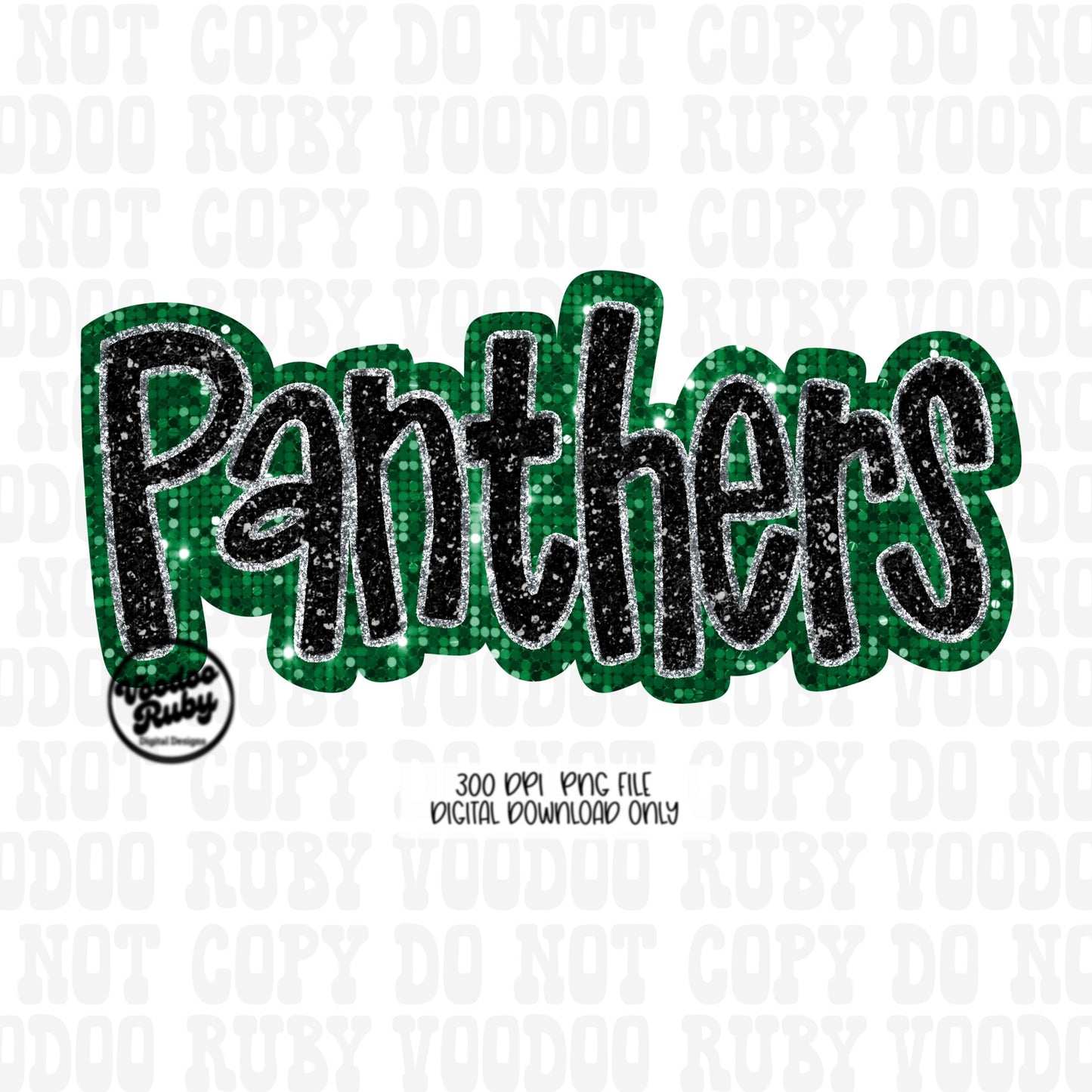Panthers PNG Design Sequins Glitter Hand Drawn Digital Download Faux Sequins Patch PNG Printable Faux Appliqué Panthers Football DTF