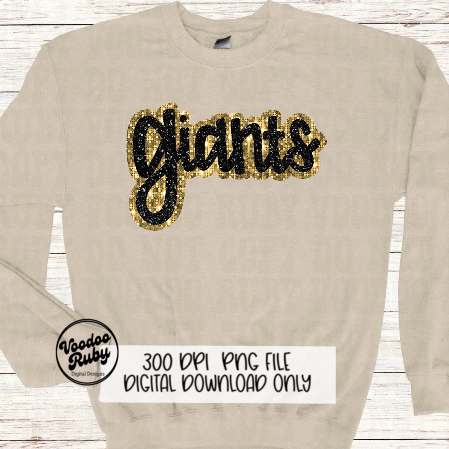 Giants PNG Design Sequins Glitter Hand Drawn Digital Download Faux Sequins Patch PNG Printable Clip Art Faux Appliqué Giants Football DTF