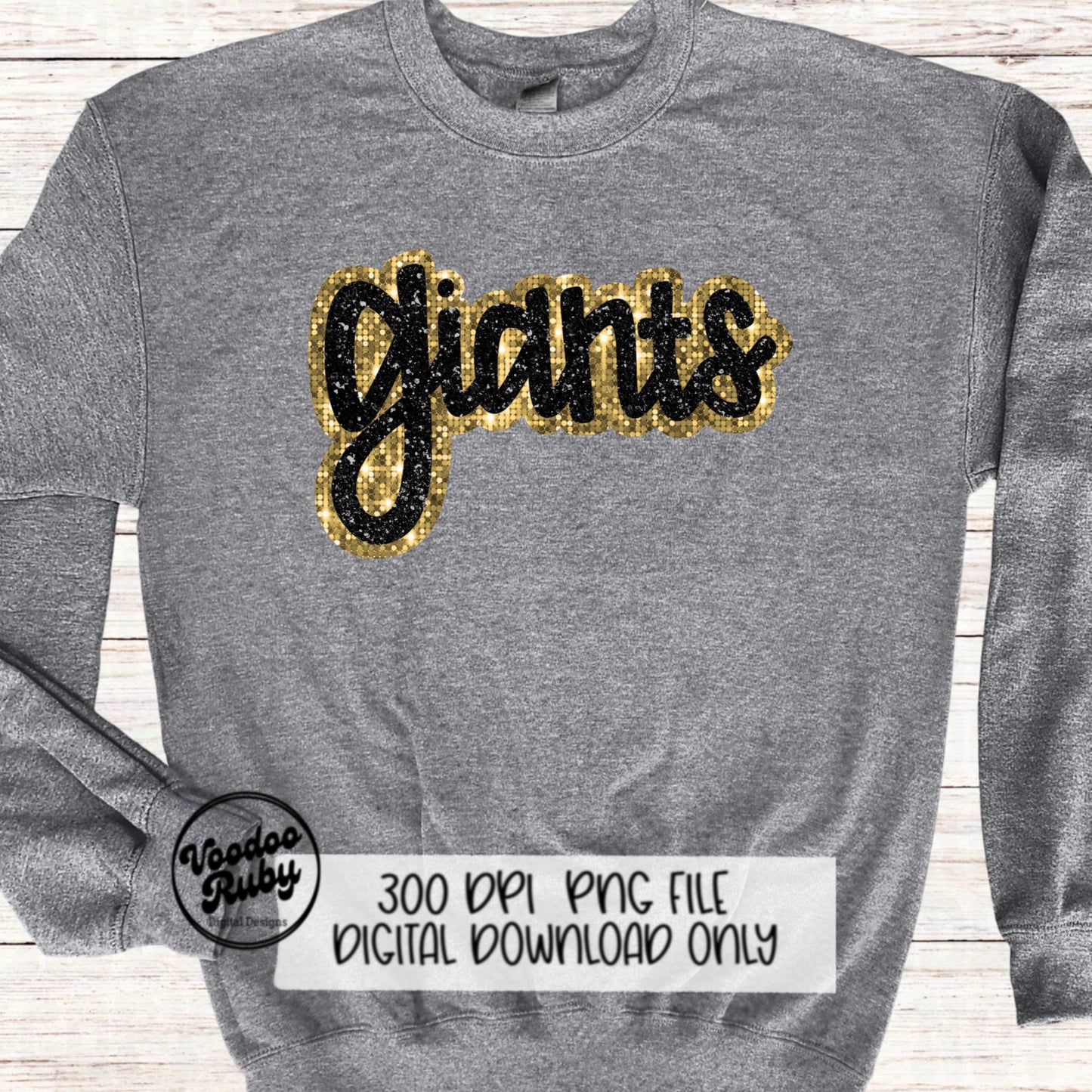 Giants PNG Design Sequins Glitter Hand Drawn Digital Download Faux Sequins Patch PNG Printable Clip Art Faux Appliqué Giants Football DTF