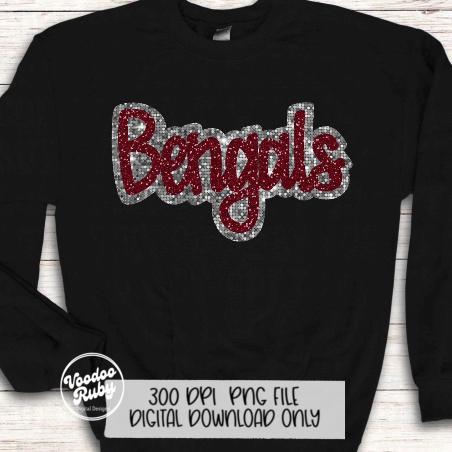 Bengals PNG Design Sequins Glitter Hand Drawn Digital Download Faux Sequins Patch PNG Printable Clip Art Faux Appliqué Bengals Football DTF