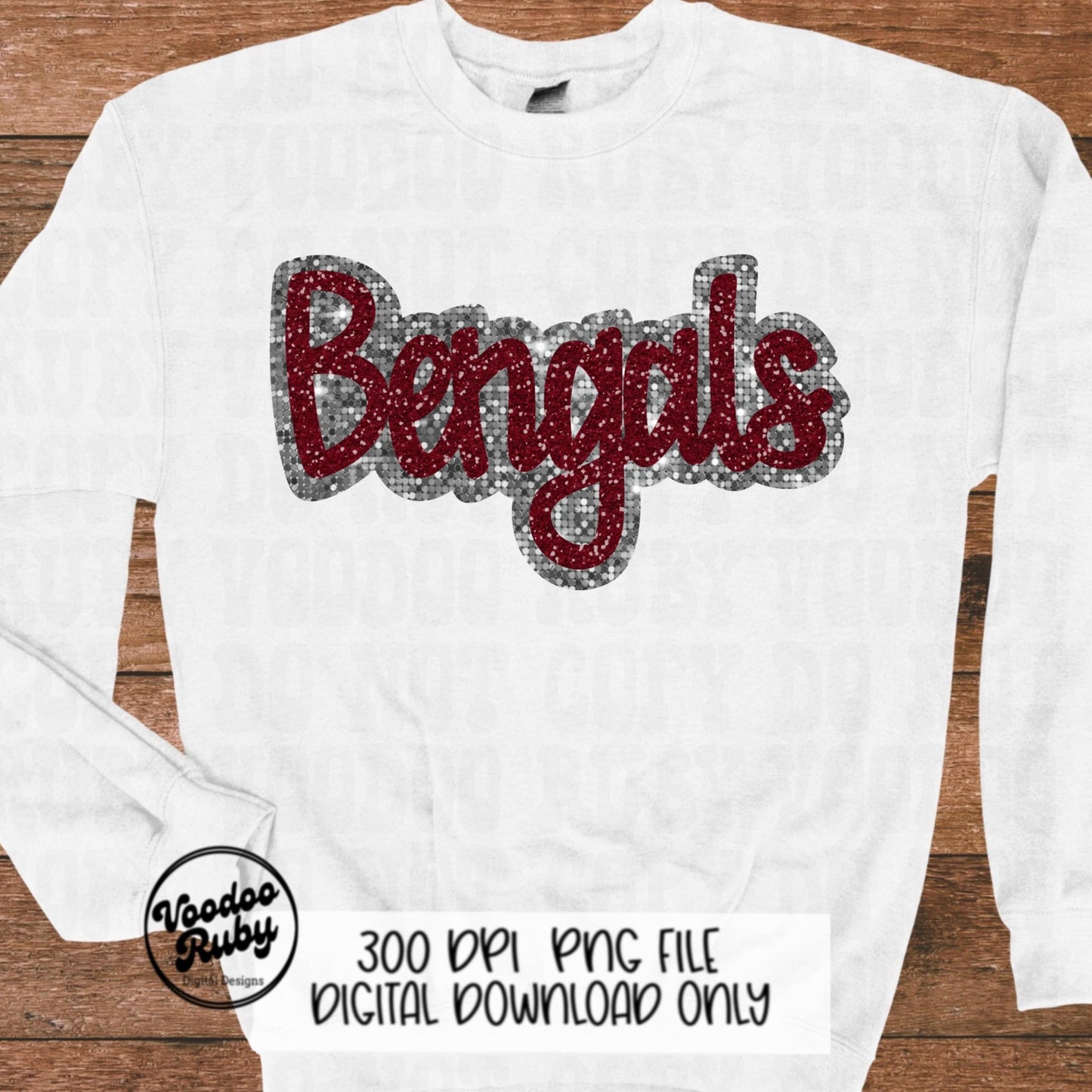 Bengals PNG Design Sequins Glitter Hand Drawn Digital Download Faux Sequins Patch PNG Printable Clip Art Faux Appliqué Bengals Football DTF
