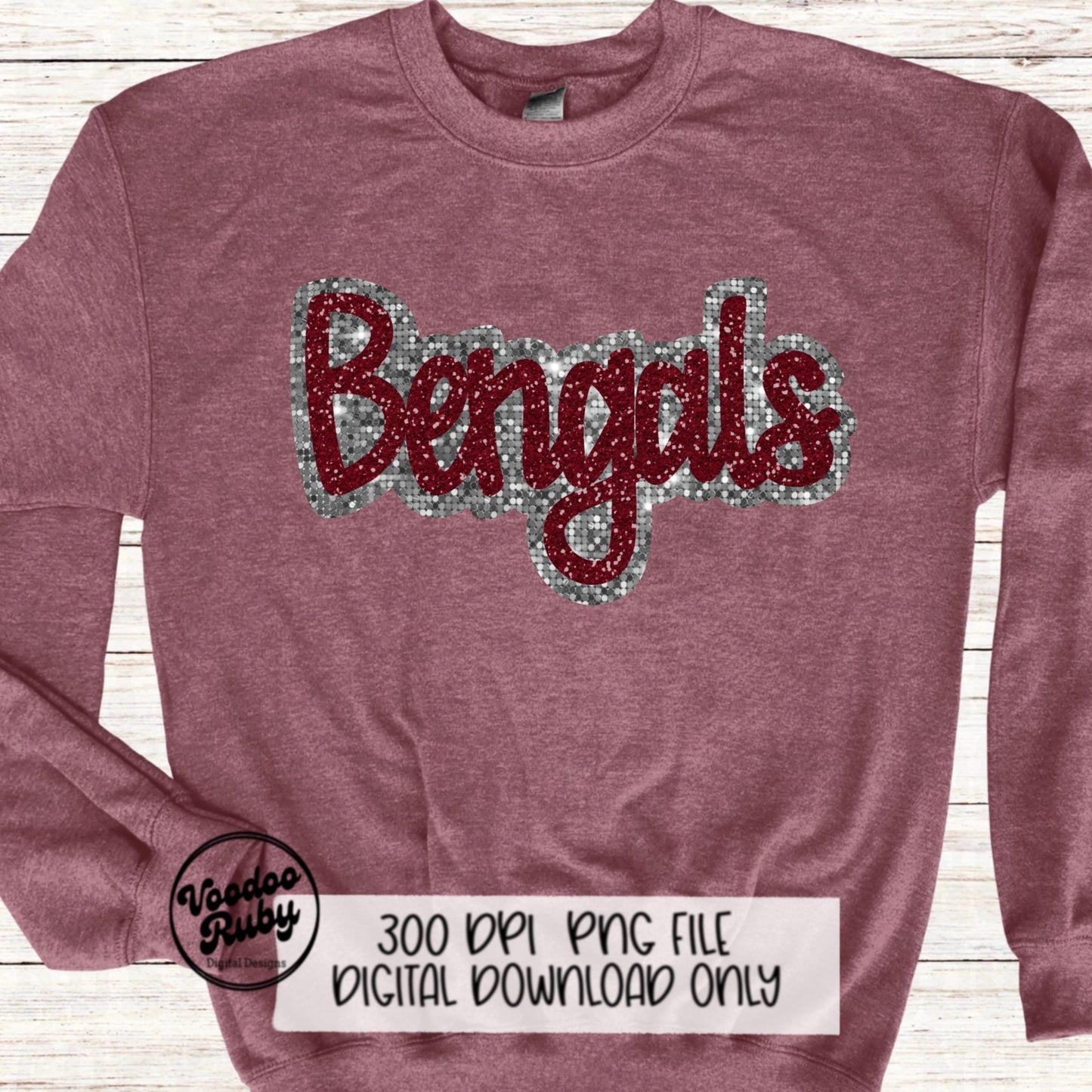 Bengals PNG Design Sequins Glitter Hand Drawn Digital Download Faux Sequins Patch PNG Printable Clip Art Faux Appliqué Bengals Football DTF