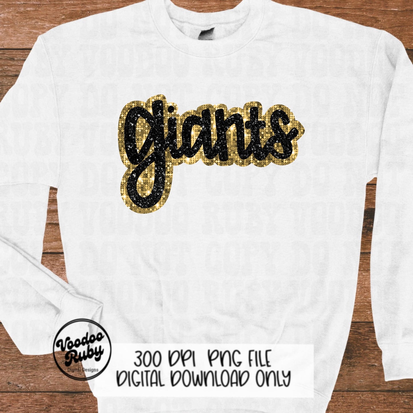 Giants PNG Design Sequins Glitter Hand Drawn Digital Download Faux Sequins Patch PNG Printable Clip Art Faux Appliqué Giants Football DTF