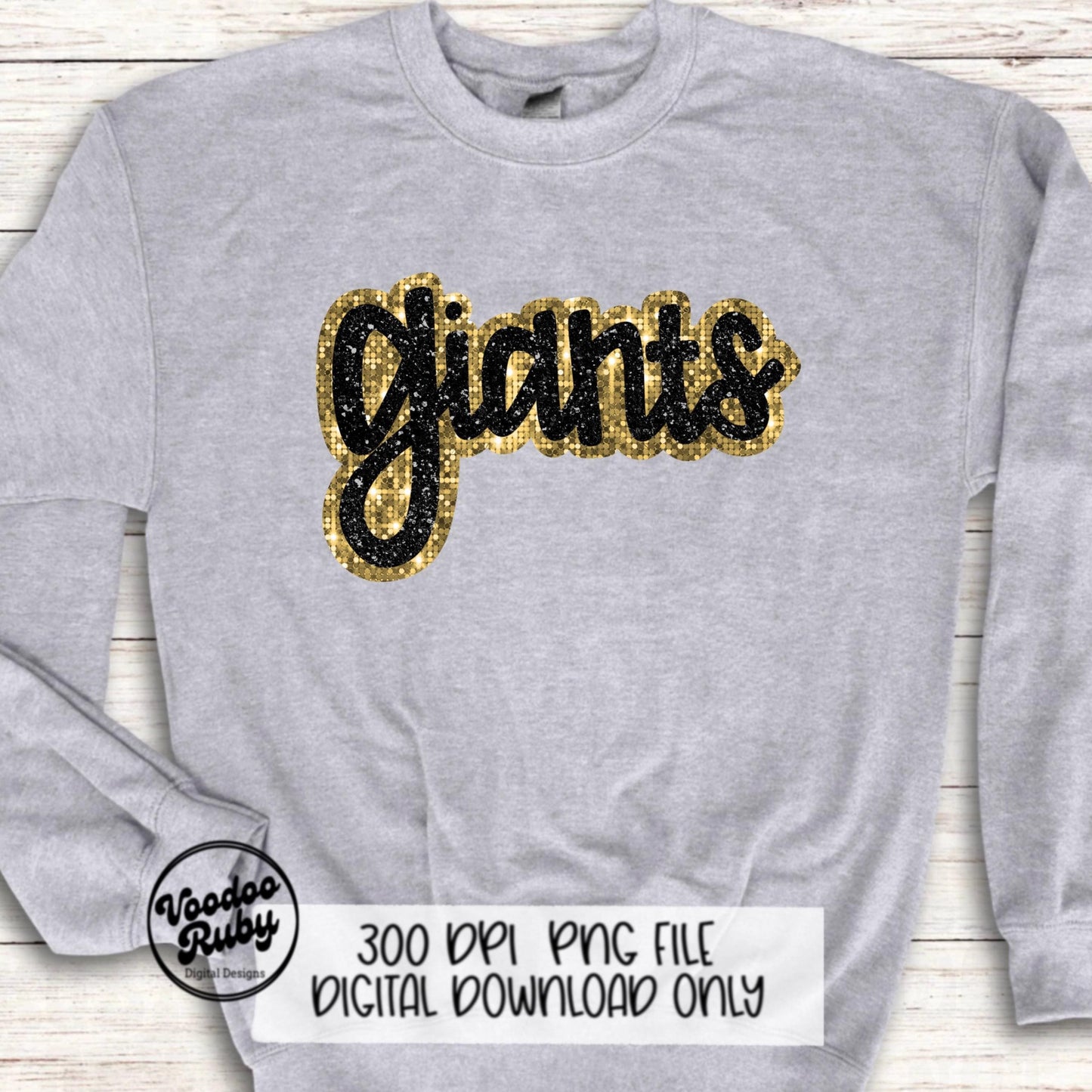 Giants PNG Design Sequins Glitter Hand Drawn Digital Download Faux Sequins Patch PNG Printable Clip Art Faux Appliqué Giants Football DTF