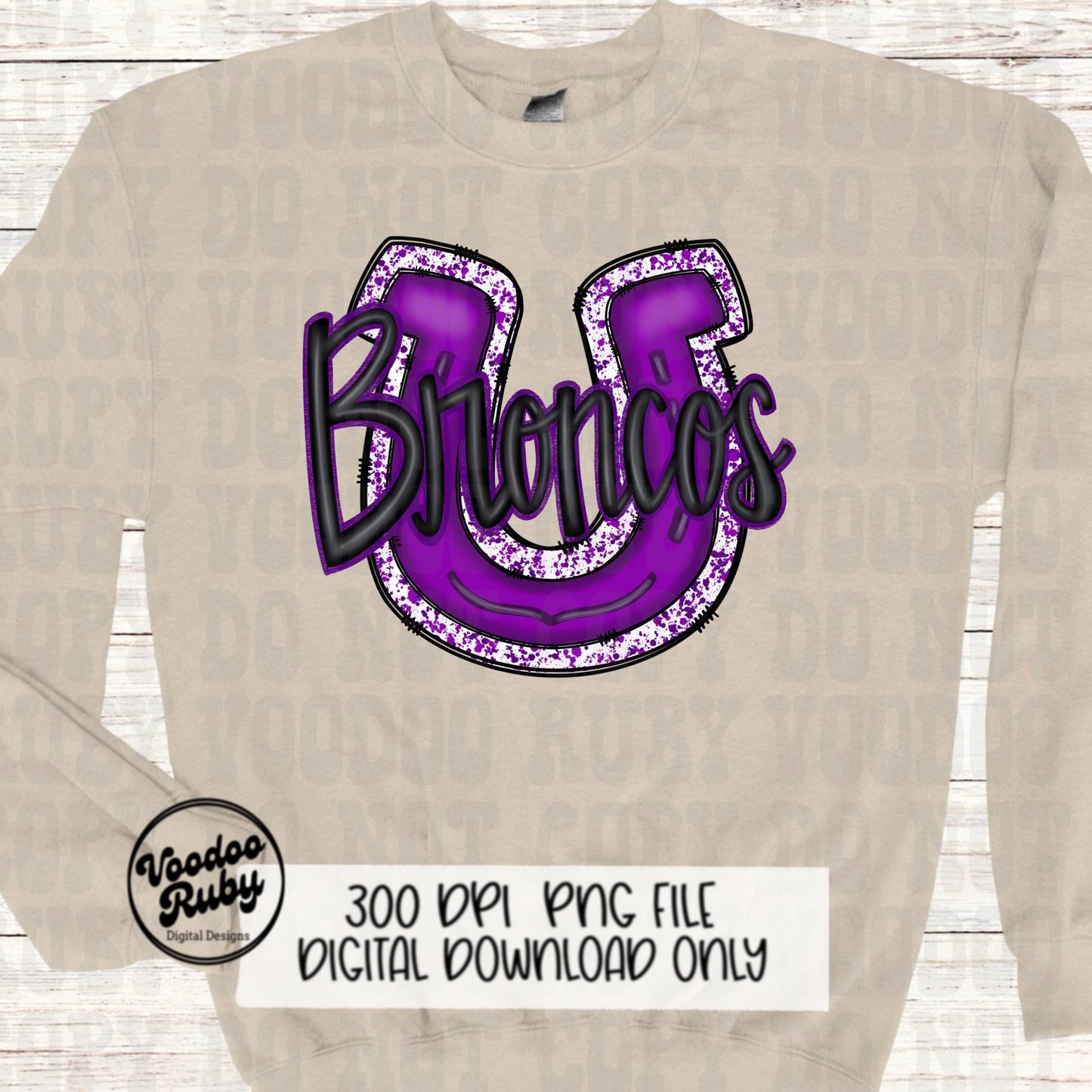 Broncos PNG Design Sublimation Hand Drawn Digital Download Purple Broncos PNG Mascot Football png DTF Printable Broncos Clip Art
