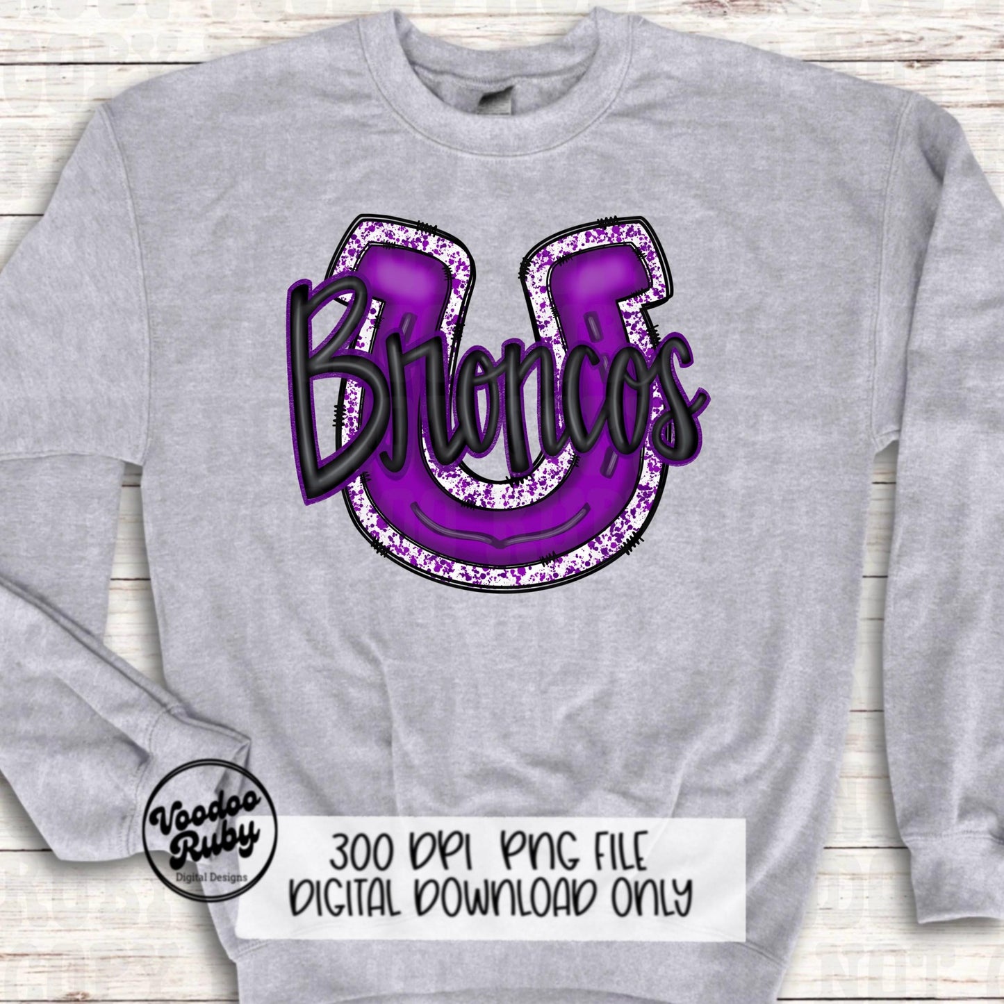 Broncos PNG Design Sublimation Hand Drawn Digital Download Purple Broncos PNG Mascot Football png DTF Printable Broncos Clip Art