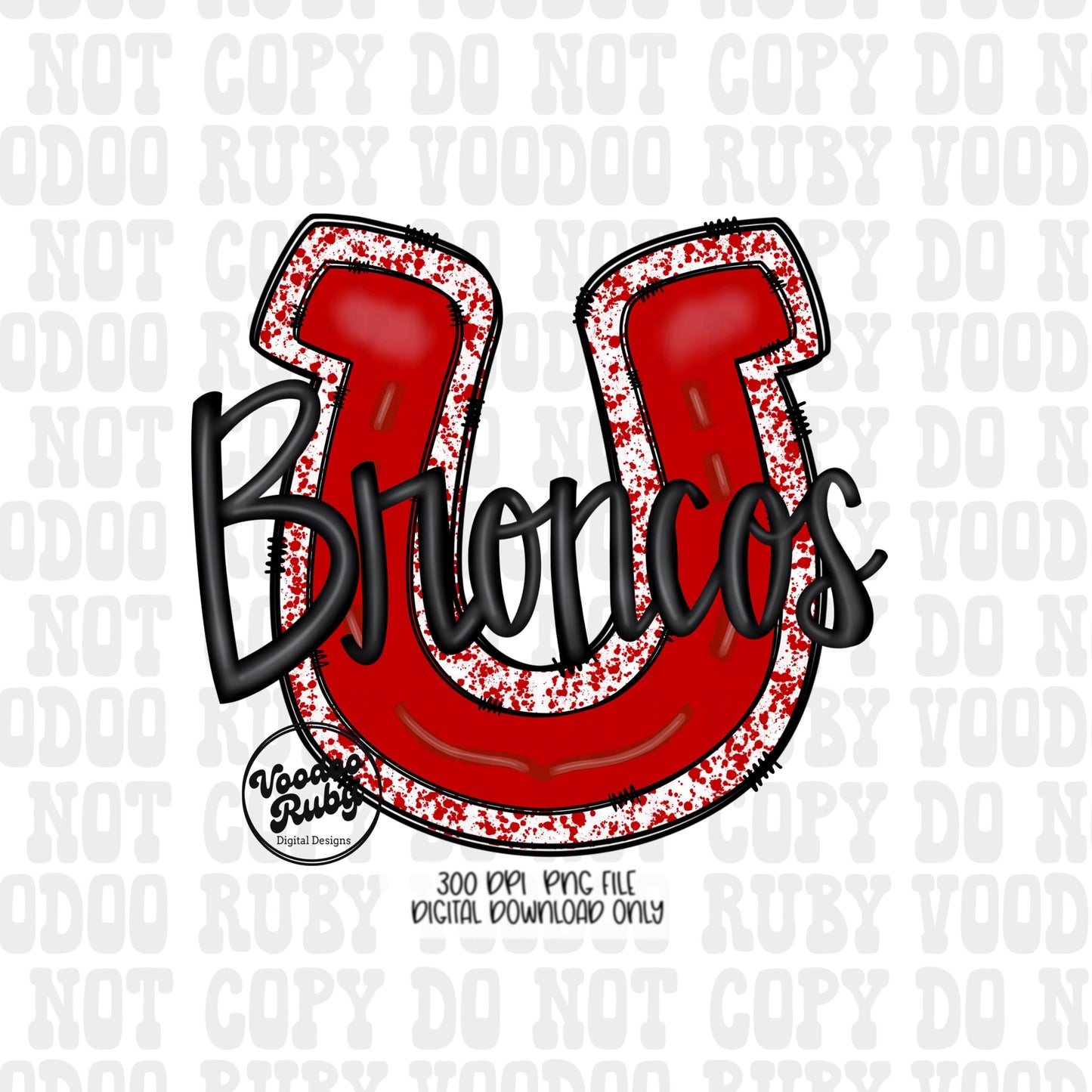Broncos Design PNG Sublimation Hand Drawn Digital Download Red Broncos Football PNG Mascot png dtf Printable