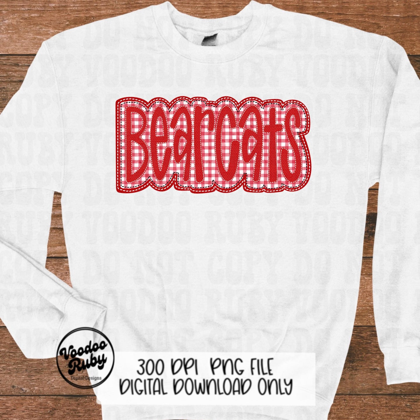 Bearcats PNG Design Embroidery Faux Applique Hand Drawn Digital Download Sublimation Bearcats PNG Football png Bearcats DTF Printable