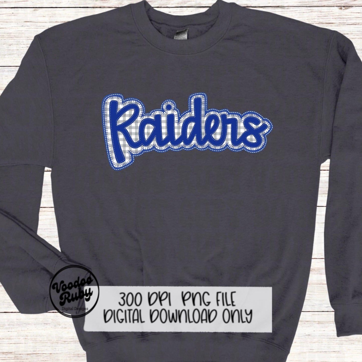 Raiders PNG Design Embroidery Faux Applique Hand Drawn Digital Download Sublimation Raiders PNG Football png Blue Raiders DTF Printable