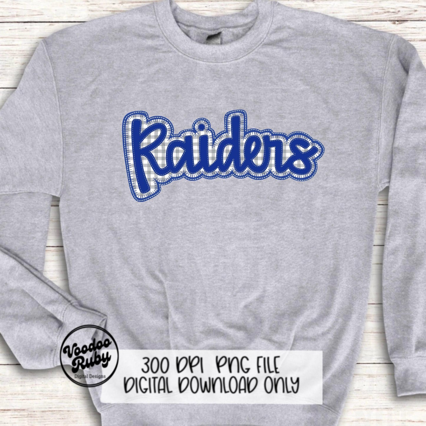 Raiders PNG Design Embroidery Faux Applique Hand Drawn Digital Download Sublimation Raiders PNG Football png Blue Raiders DTF Printable