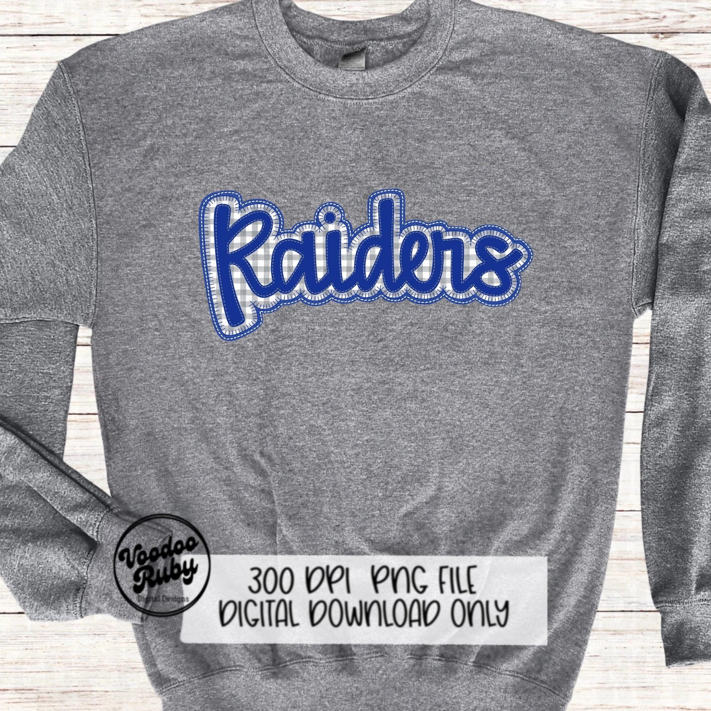 Raiders PNG Design Embroidery Faux Applique Hand Drawn Digital Download Sublimation Raiders PNG Football png Blue Raiders DTF Printable